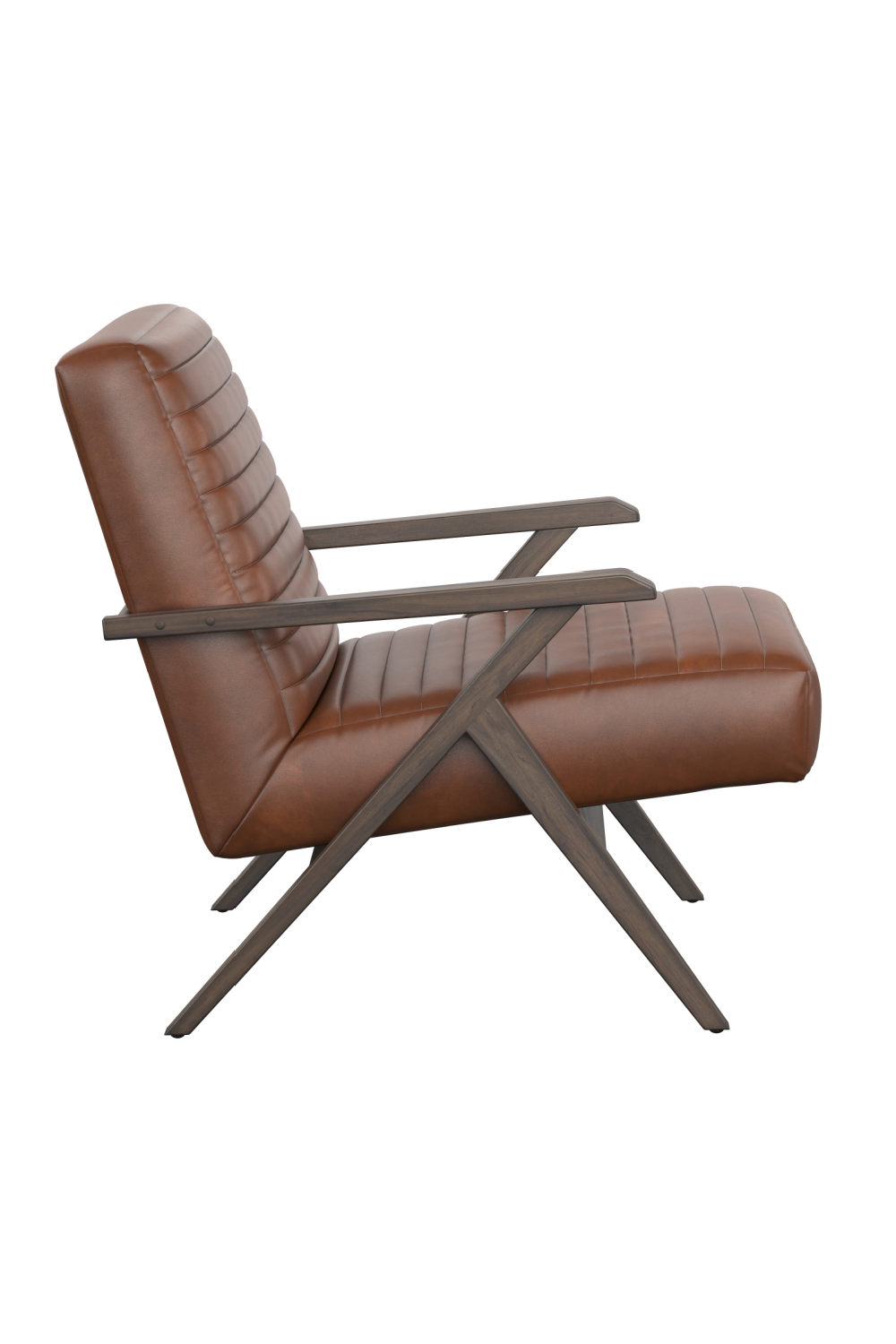 Brown Leather Channeled Lounge Chair by Splendido Peyton Accent Chair, alternate view 4