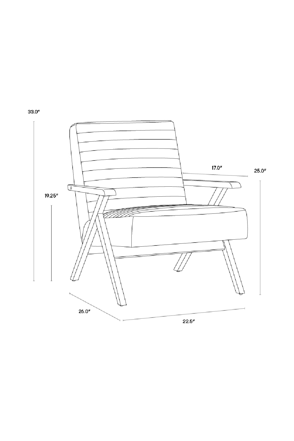 Brown Leather Channeled Lounge Chair by Splendido Peyton Accent Chair, alternate view 8