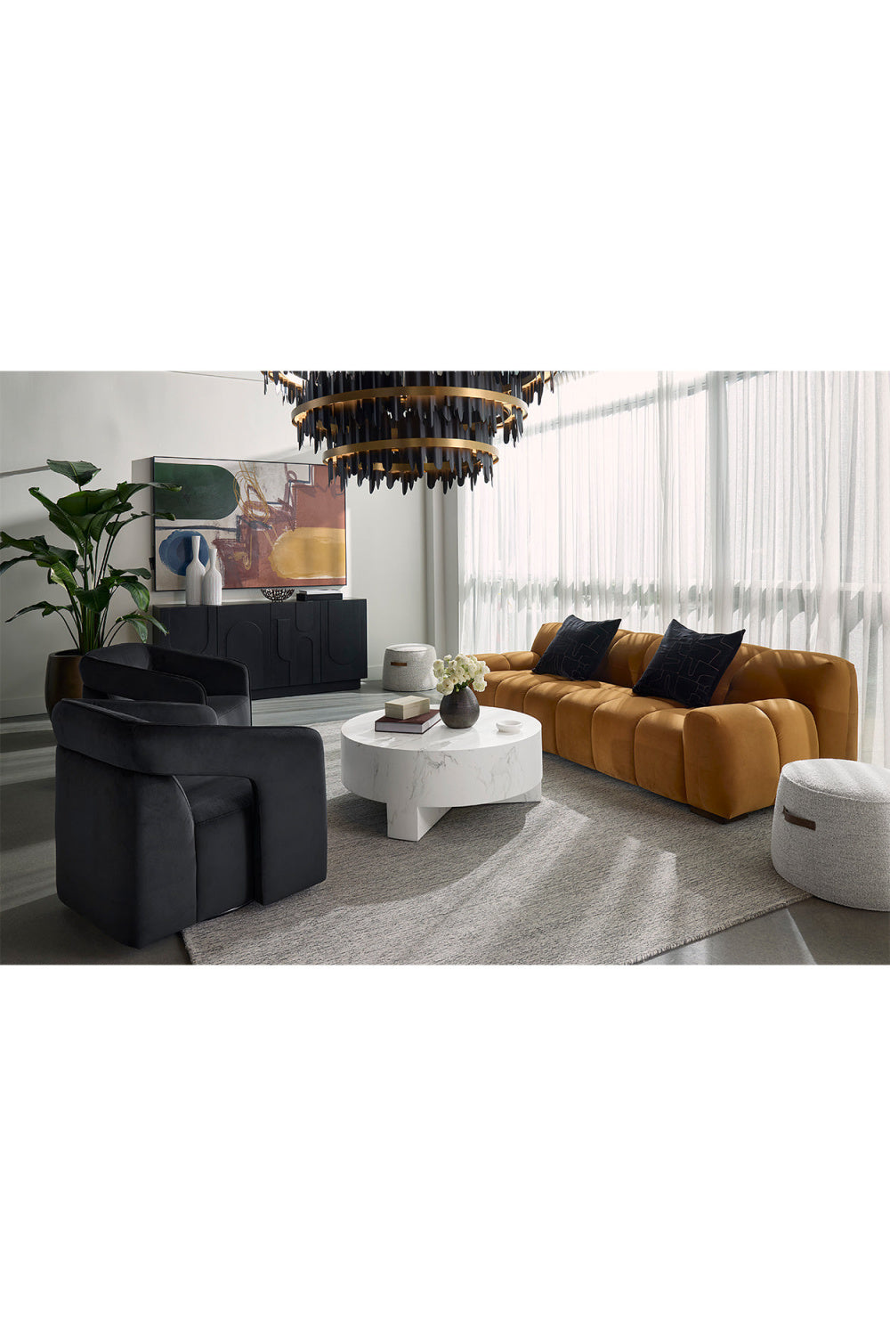 Modern European furniture - Ottoman with Decorative Handles - www.oroa.com