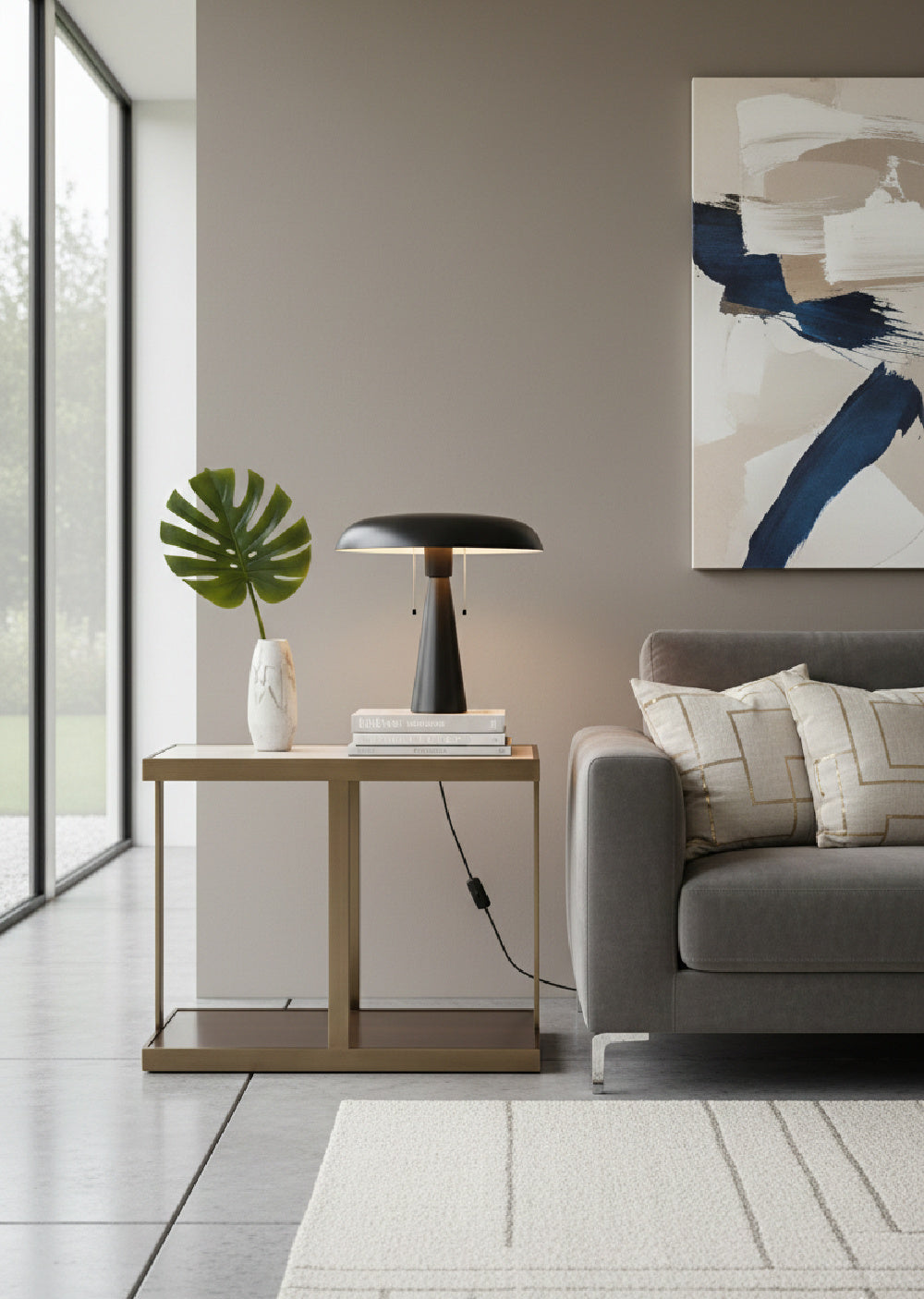 Modern European furniture - Gold Framed Marble Side Table - www.oroa.com | Oroa.com