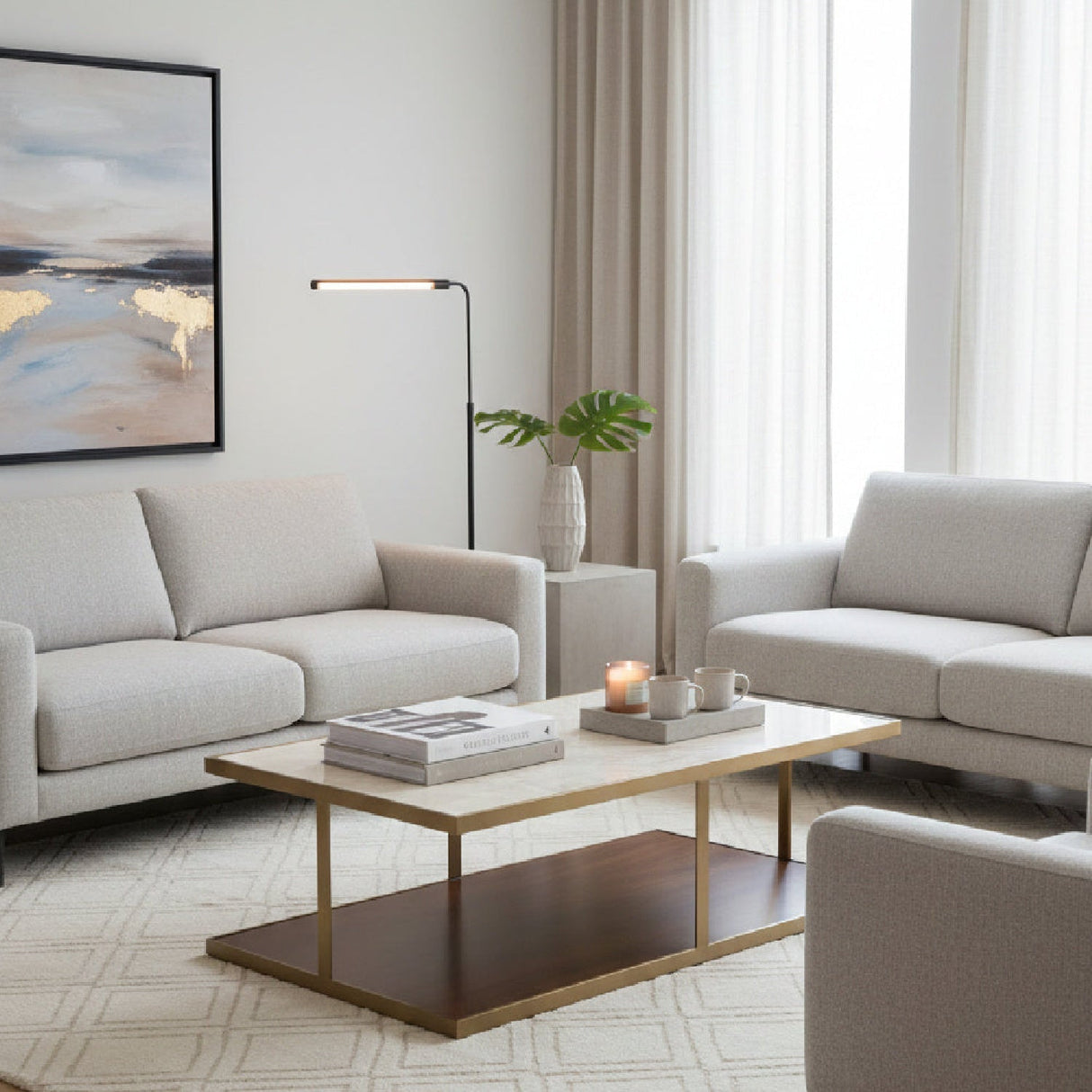 Beige Marble Rectangular Coffee Table by Splendido Kamali, alternate view 2