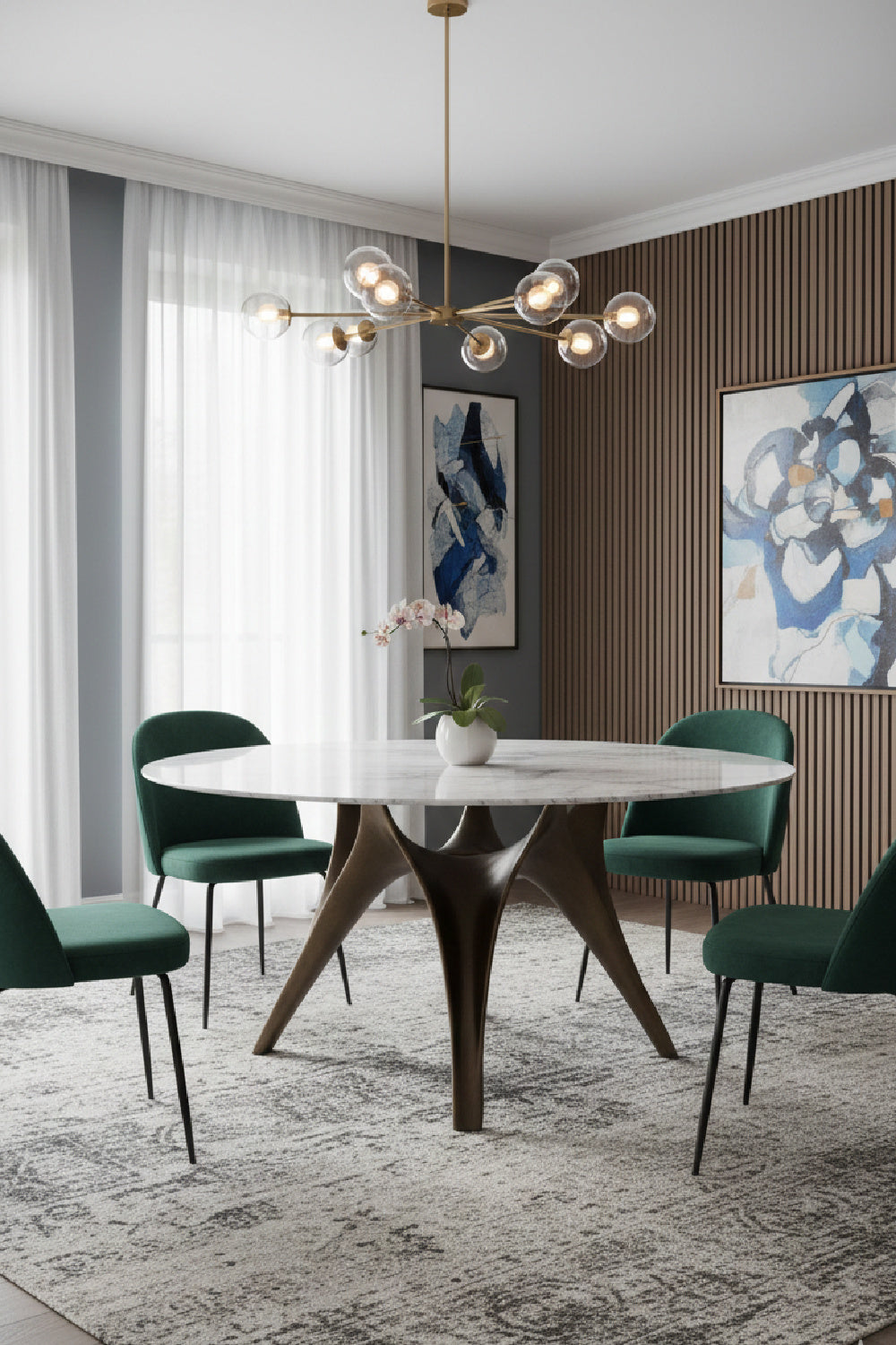 White Marble Round Dining Table by Splendido Bijon, alternate view 2