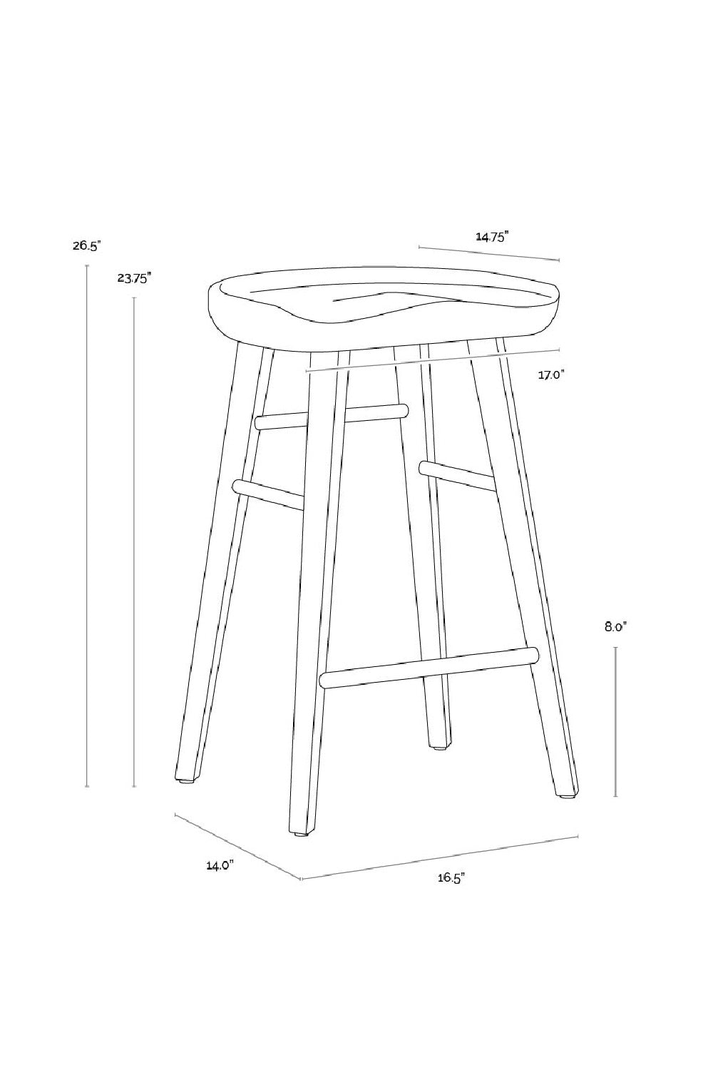 Wooden Counter Stool by Splendido Dominic, alternate view 28