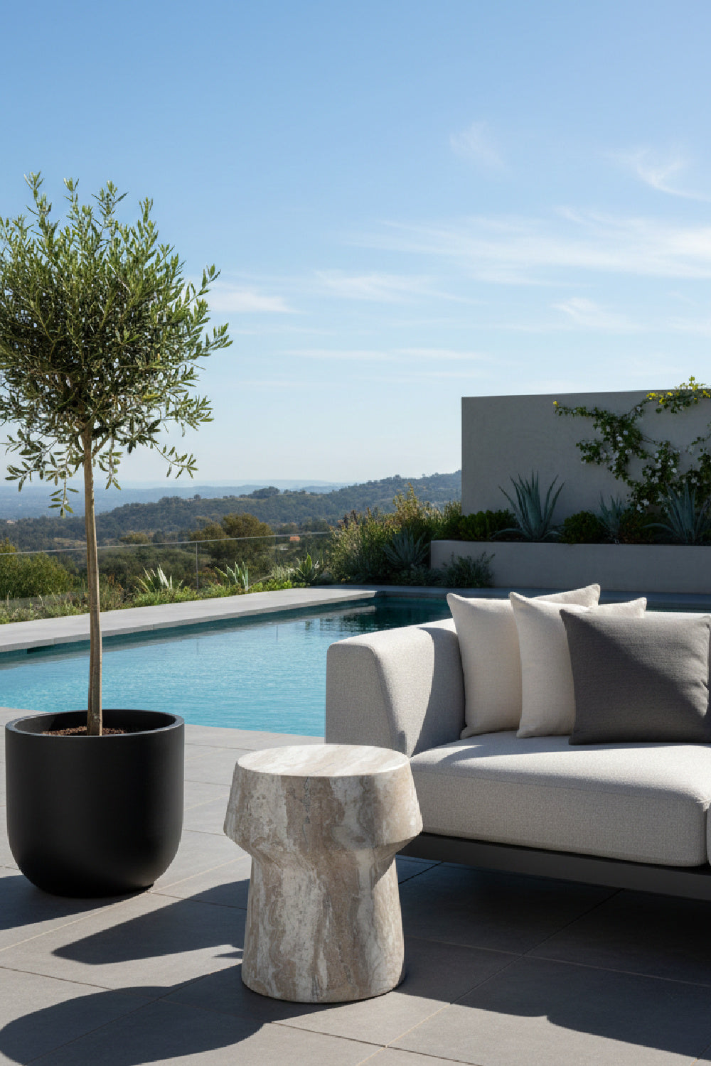 Marble Look Indoor/Outdoor End Table by Splendido Brie Side Table, alternate view 2