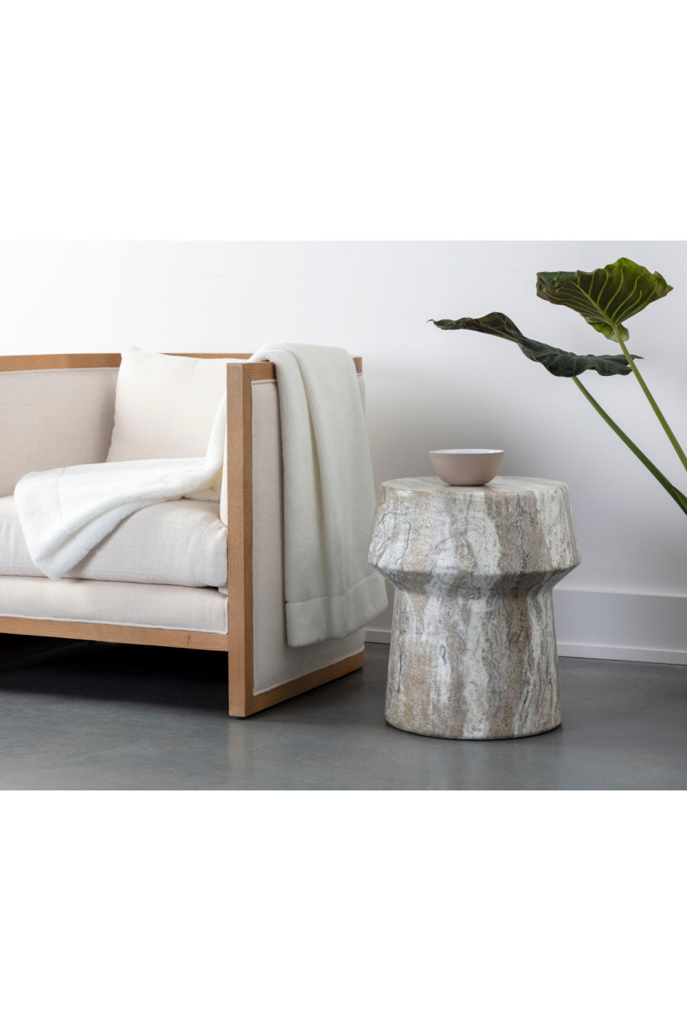 Marble Look Indoor/Outdoor End Table by Splendido Brie Side Table, alternate view 7