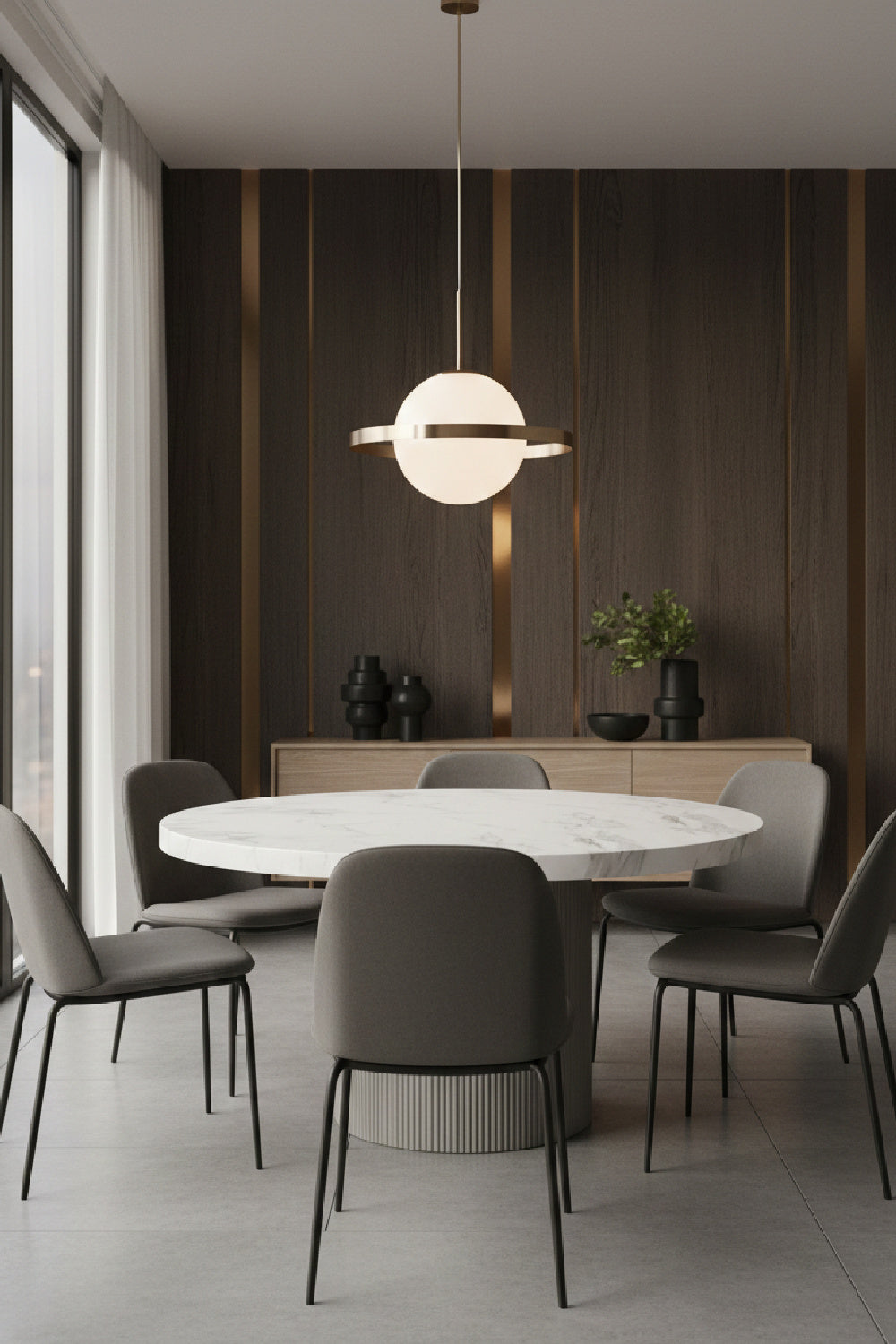 Round Marble-Look Indoor/Outdoor Dining Table by Splendido Nicolette, alternate view 8