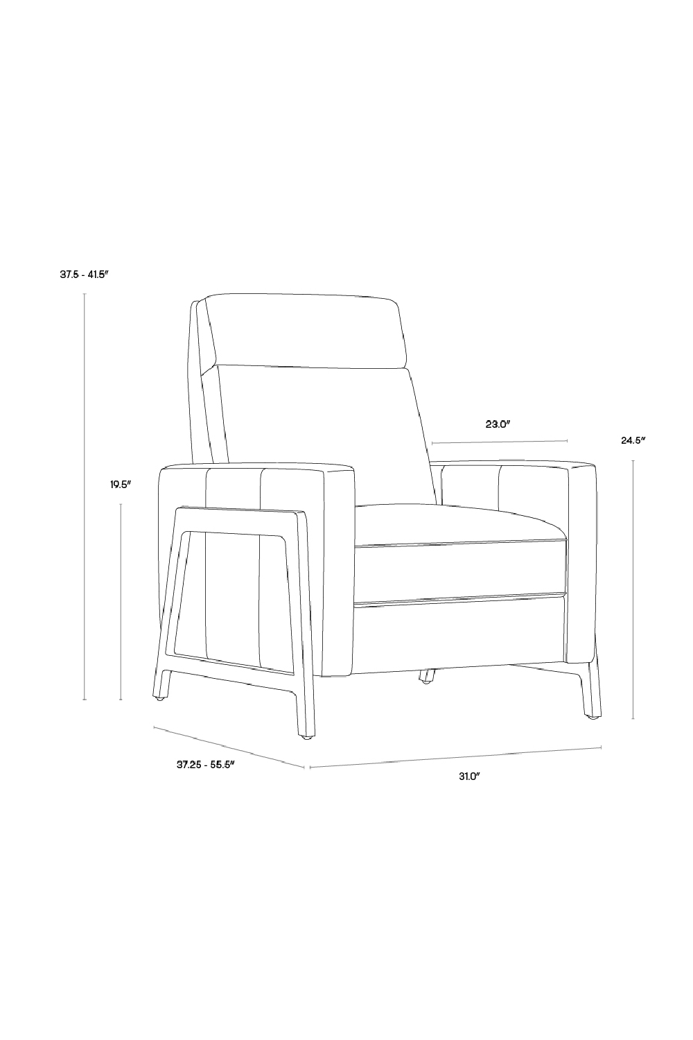 Brown Leather Recliner Chair by Splendido Brandon Accent Chair, alternate view 9