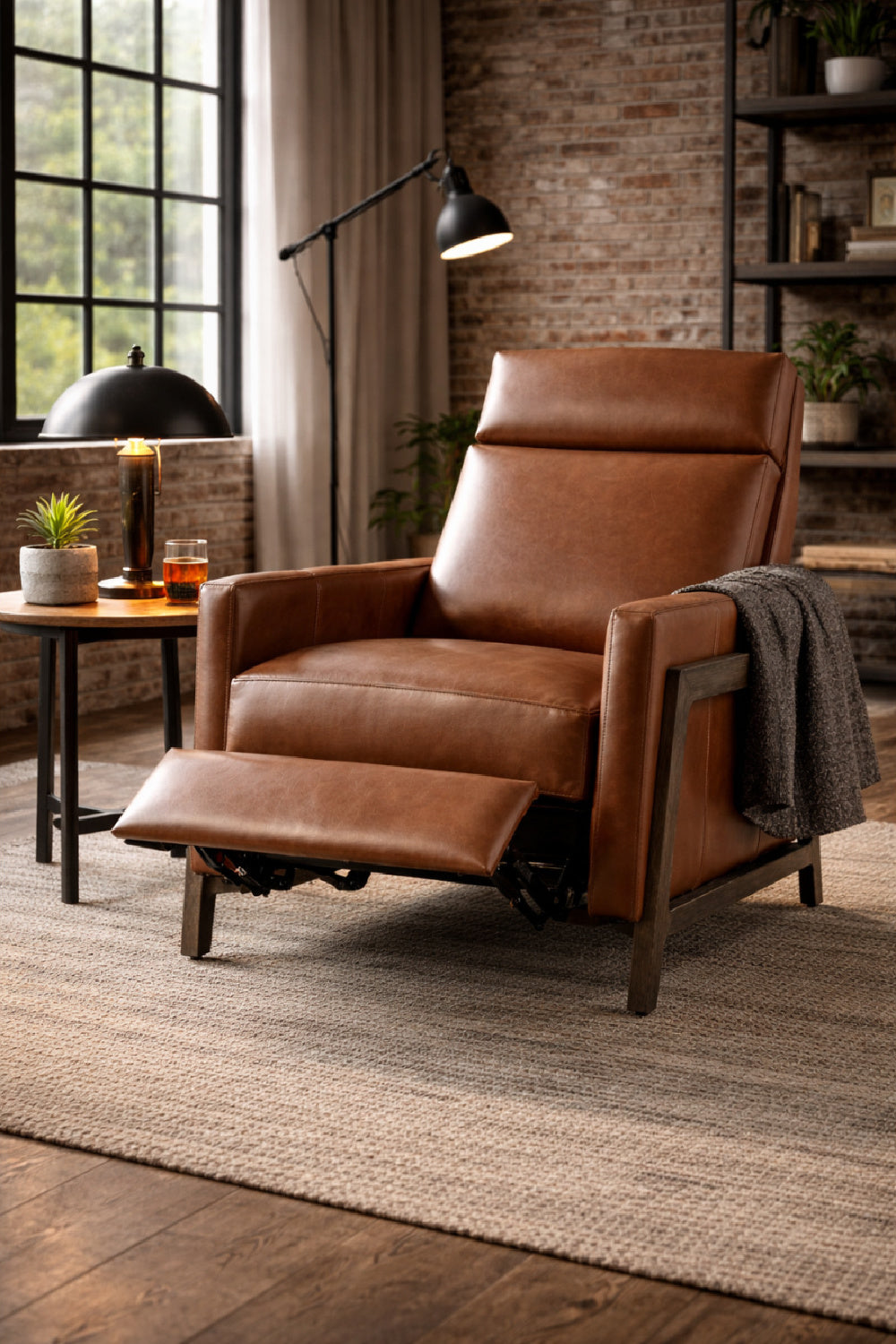 Brown Leather Recliner Chair by Splendido Brandon Accent Chair, alternate view 10