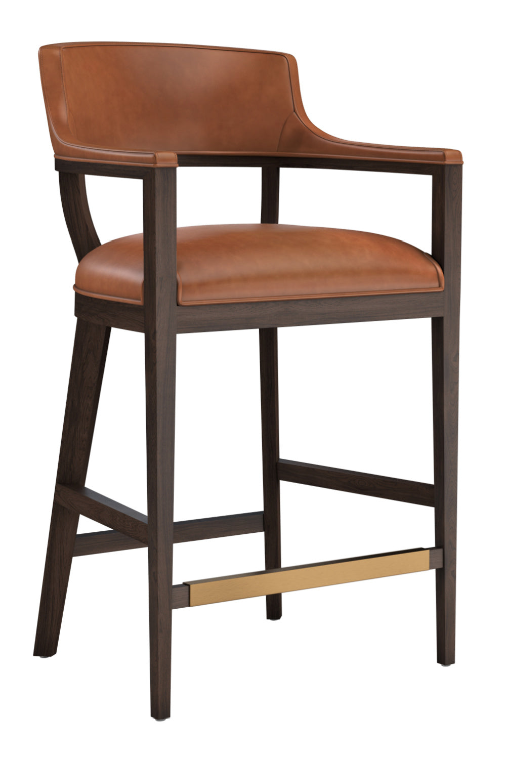 Oak Wood Frame Leather Barstool by Splendido Brylea