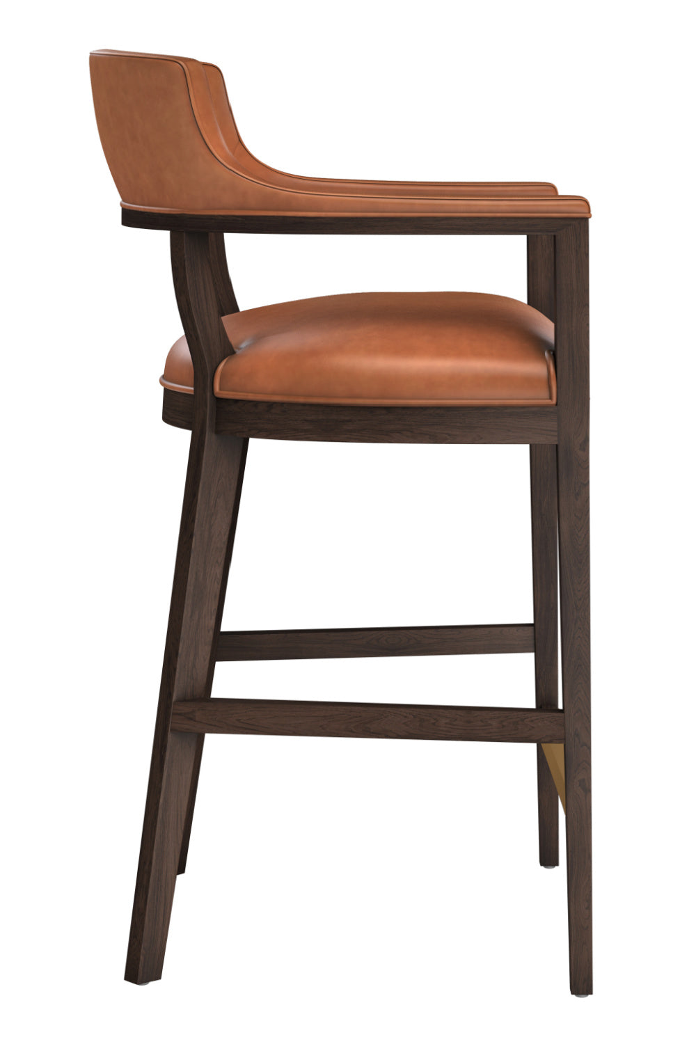 Oak Wood Frame Leather Barstool by Splendido Brylea, alternate view 4