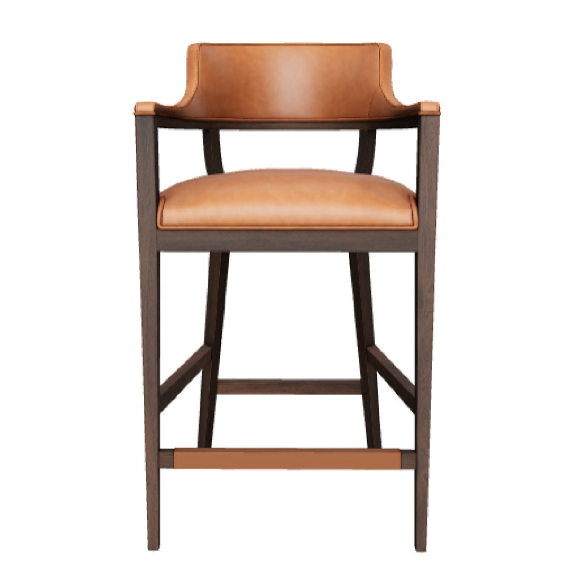 Oak Wood Frame Leather Barstool by Splendido Brylea, alternate view 3