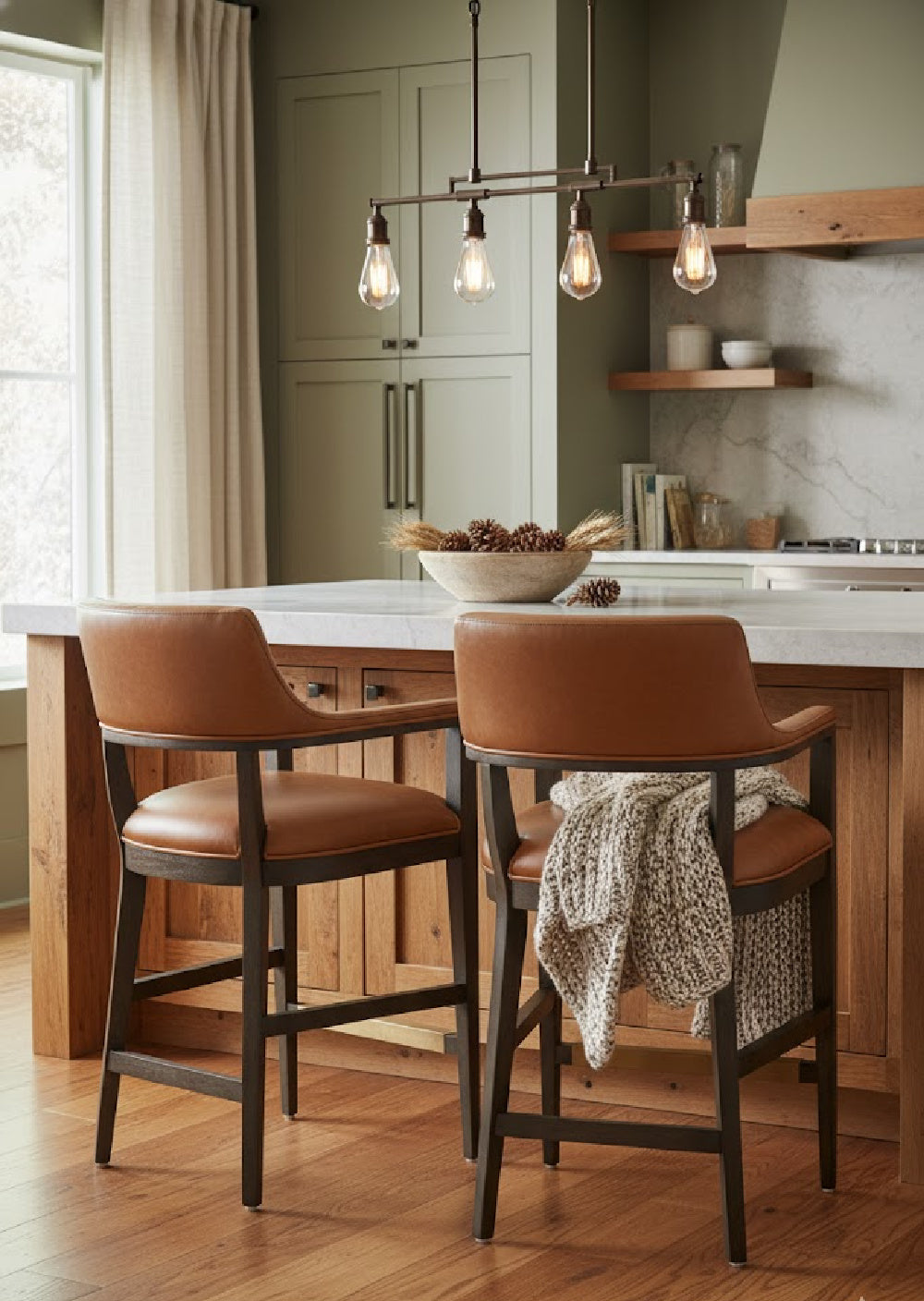 Brown Leather Counter Stool by Splendido Brylea, alternate view 2