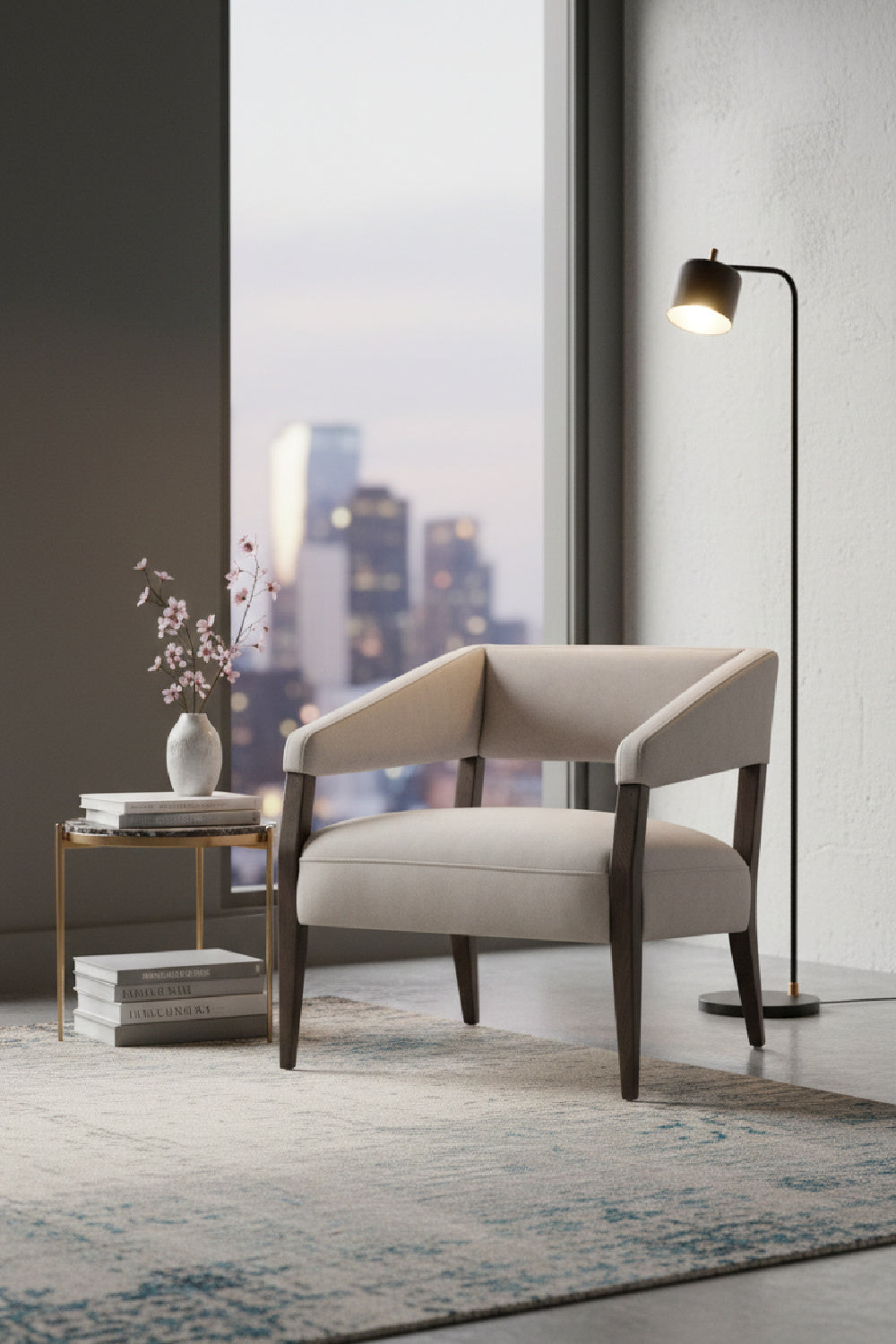 Brown Oak Leather Lounge Chair by Splendido Carlyle Accent Chair, alternate view 2