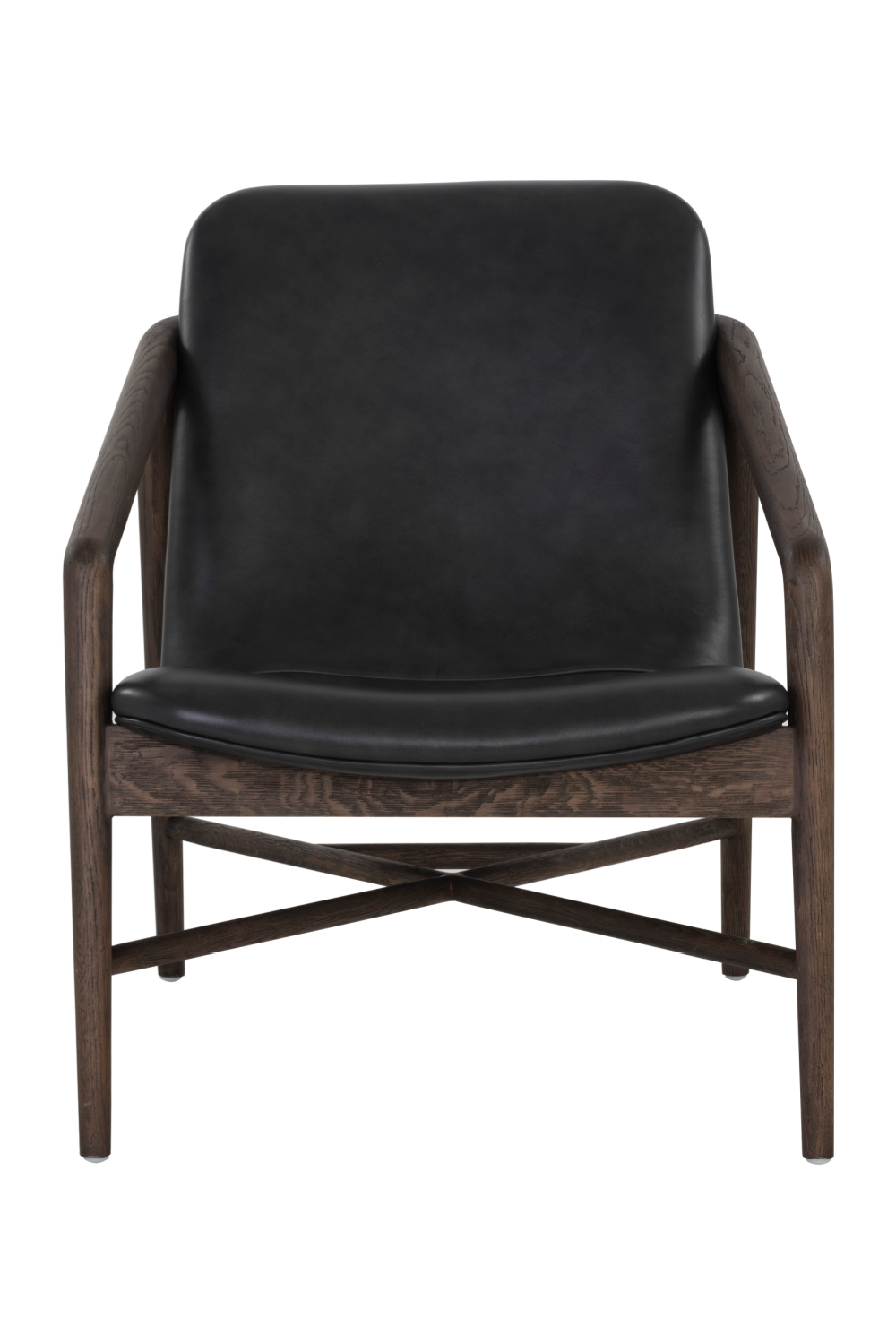 Black Leather Oak Lounge Chair by Splendido Cinelli Accent Chair, alternate view 3