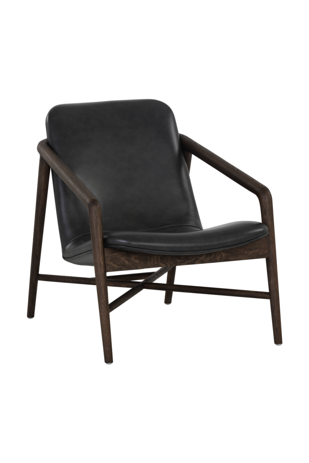 Black Leather Oak Lounge Chair by Splendido Cinelli Accent Chair
