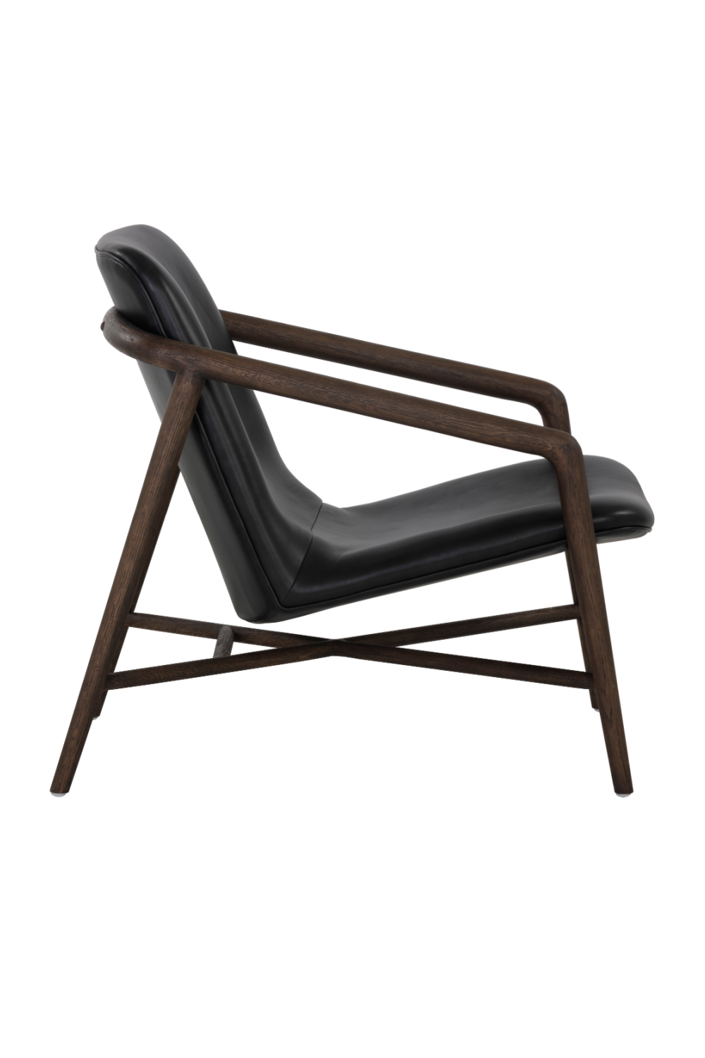Black Leather Oak Lounge Chair by Splendido Cinelli Accent Chair, alternate view 4