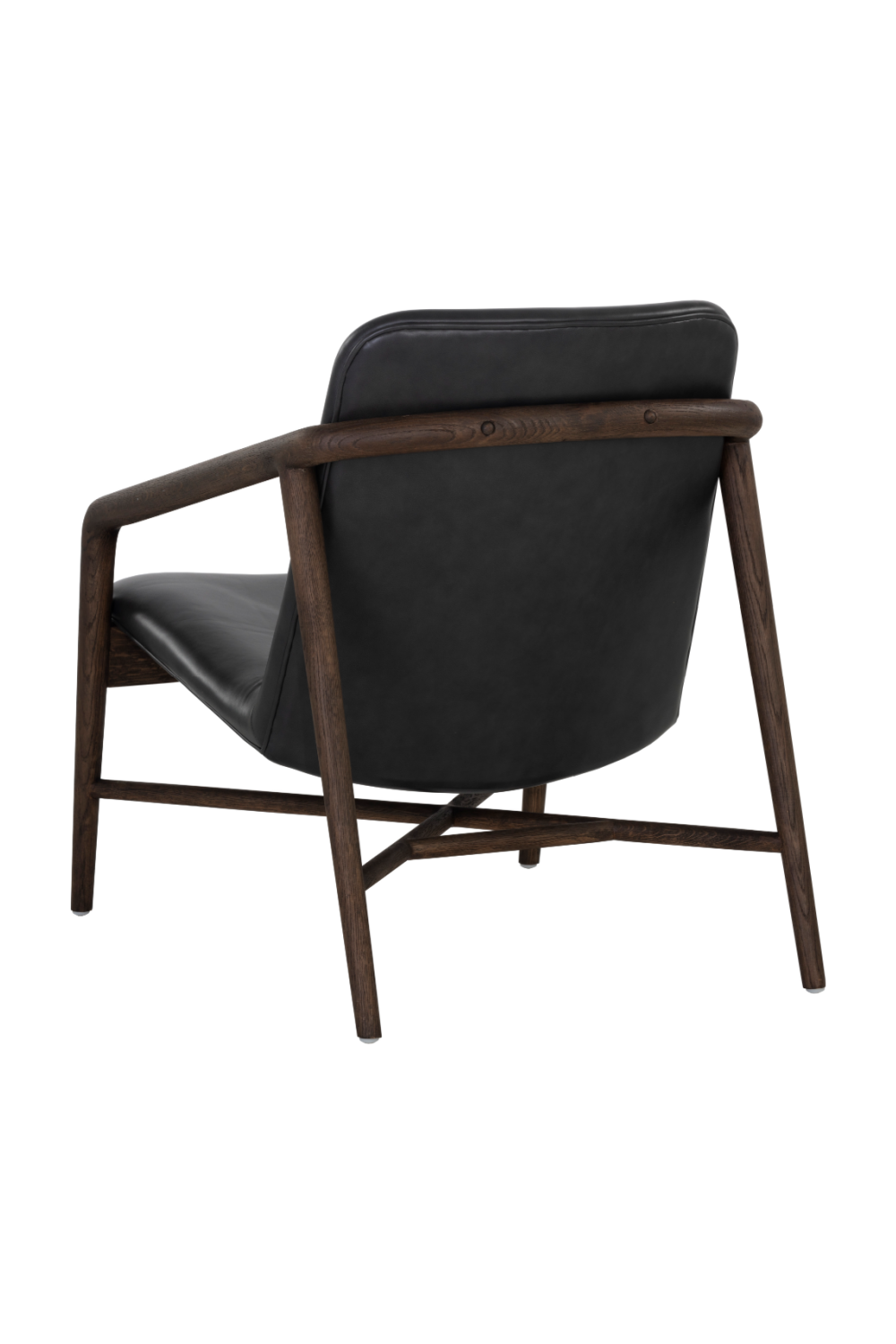 Black Leather Oak Lounge Chair by Splendido Cinelli Accent Chair, alternate view 5