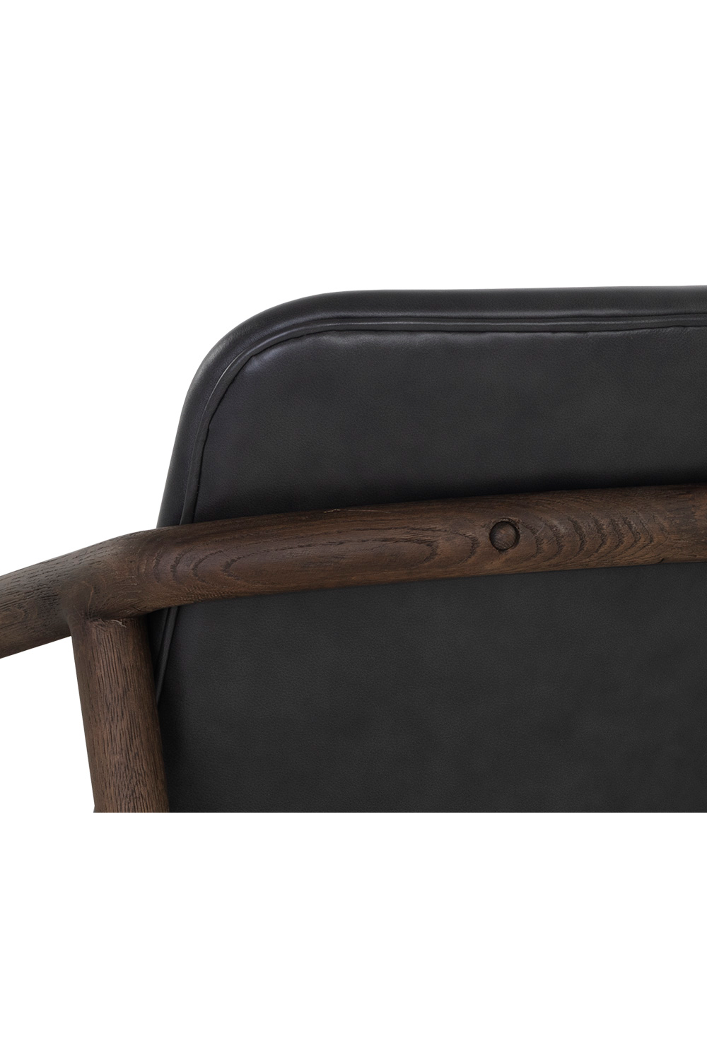 Black Leather Oak Lounge Chair by Splendido Cinelli Accent Chair, alternate view 6