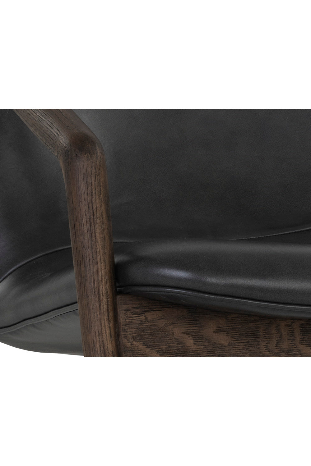 Black Leather Oak Lounge Chair by Splendido Cinelli Accent Chair, alternate view 8
