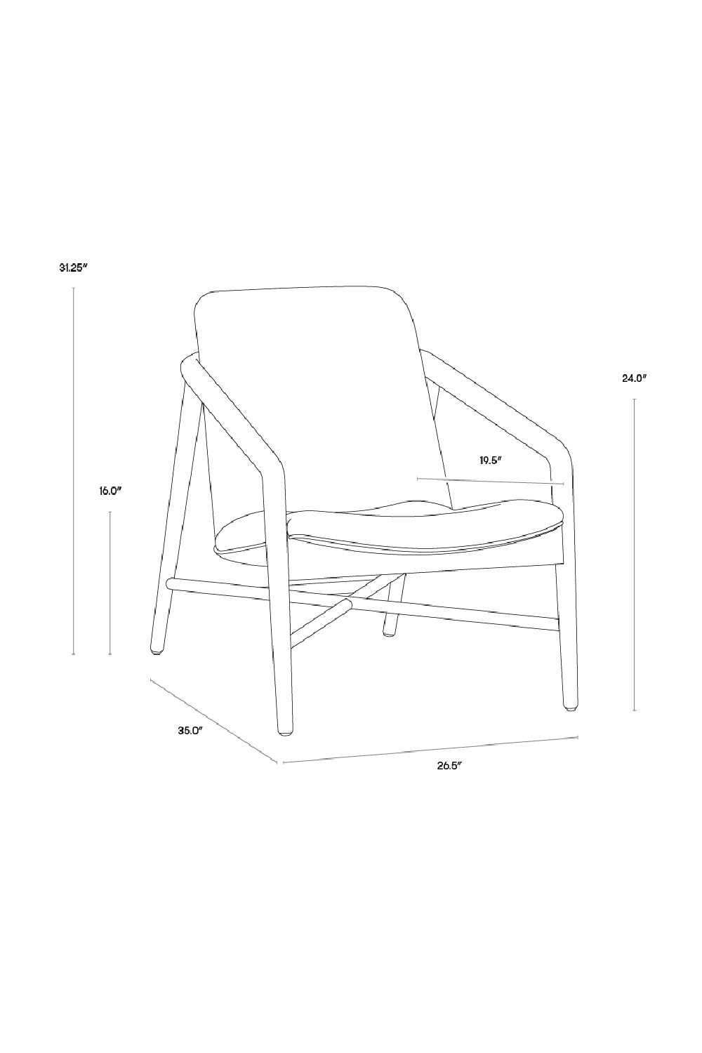 Black Leather Oak Lounge Chair by Splendido Cinelli Accent Chair, alternate view 9
