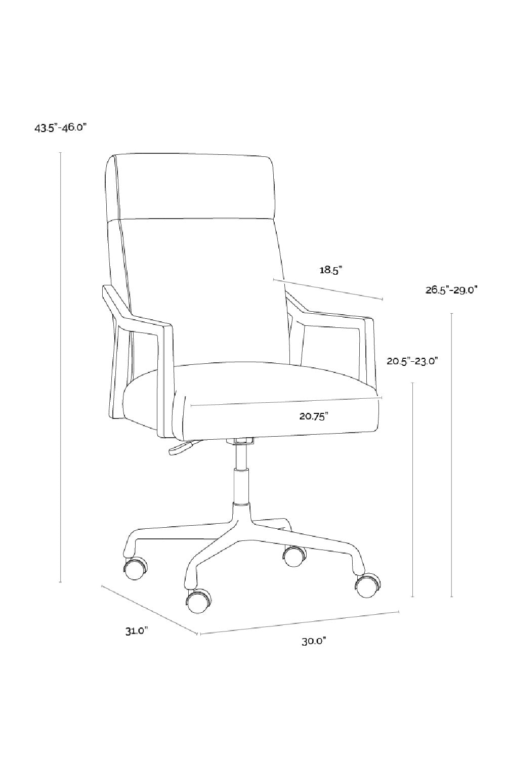 High-Back Ivory Office Chair by Splendido Collin, alternate view 10