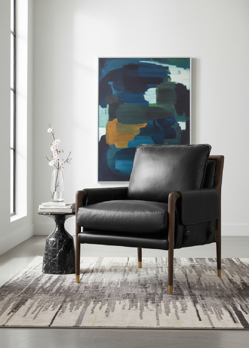 Vintage Style Leather Lounge Chair by Splendido Mauti Accent Chair, alternate view 11