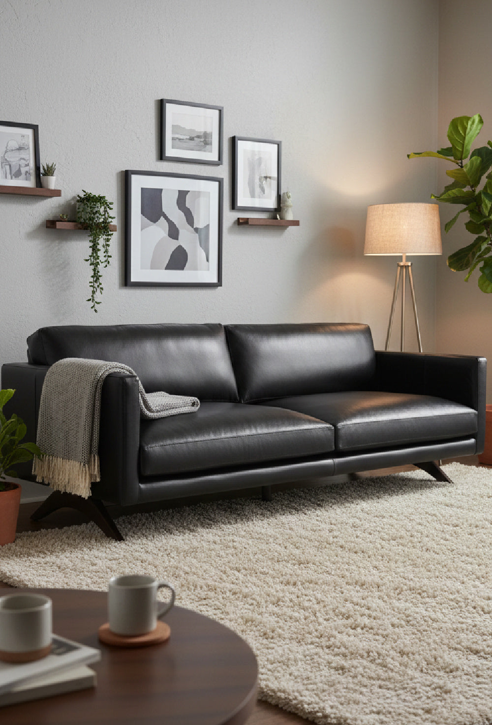Retro-Inspired Leather Sofa by Splendido Rogers, alternate view 2