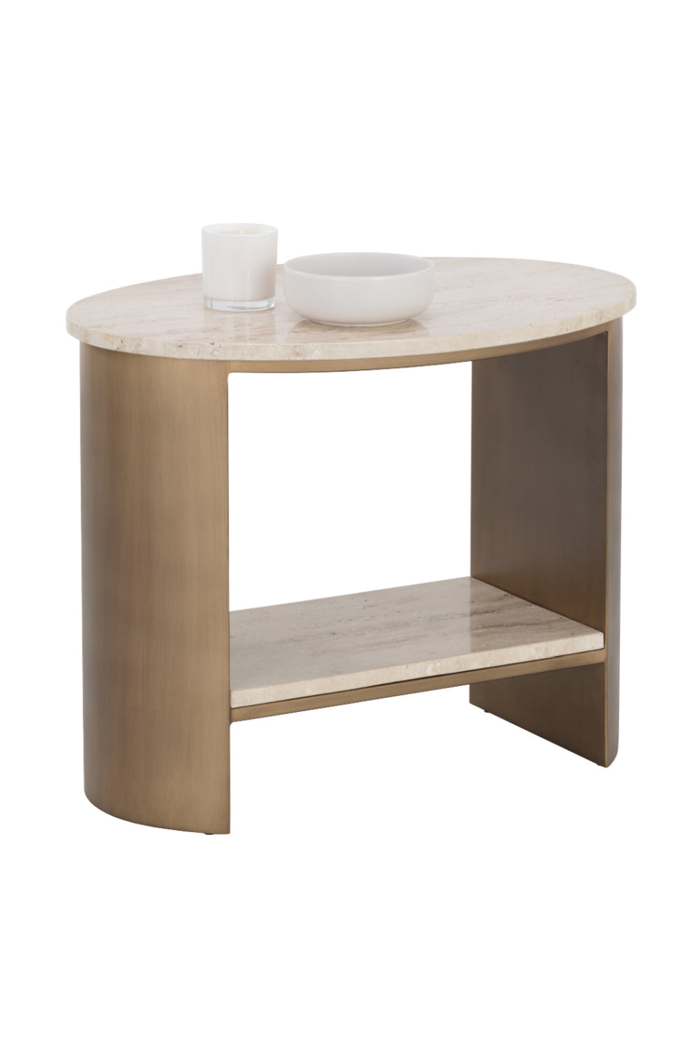 Oval Travertine Side Table by Splendido Roshni, alternate view 4