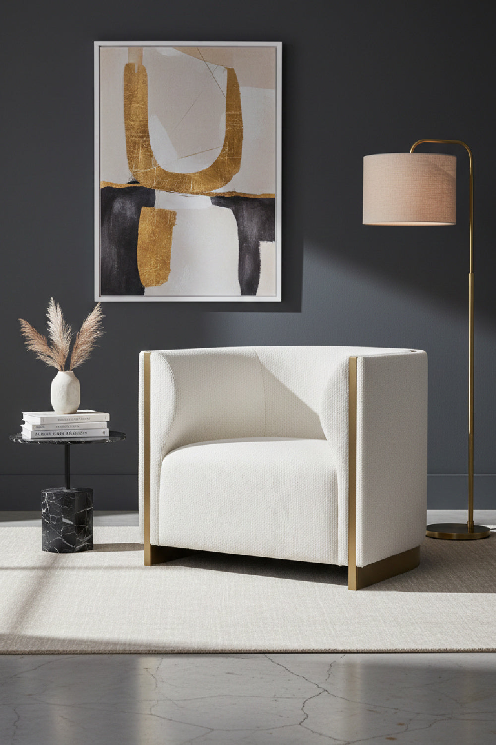 Gold Inlay Curved Lounge Chair by Splendido Larron Accent Chair, alternate view 2