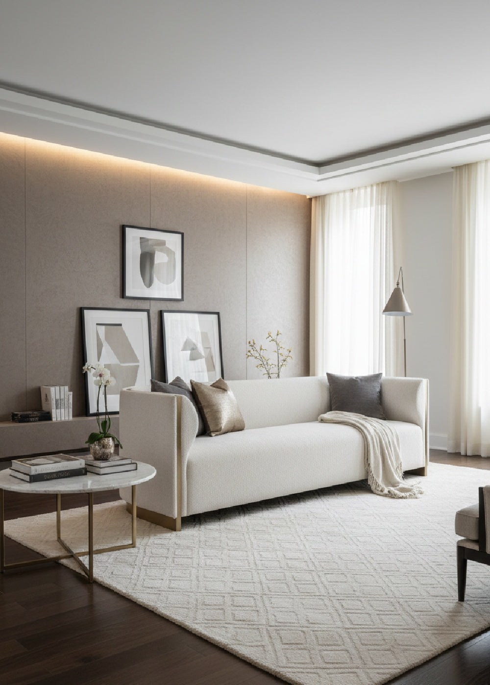 Gold Inlay Curved Sofa by Splendido Larron, alternate view 2