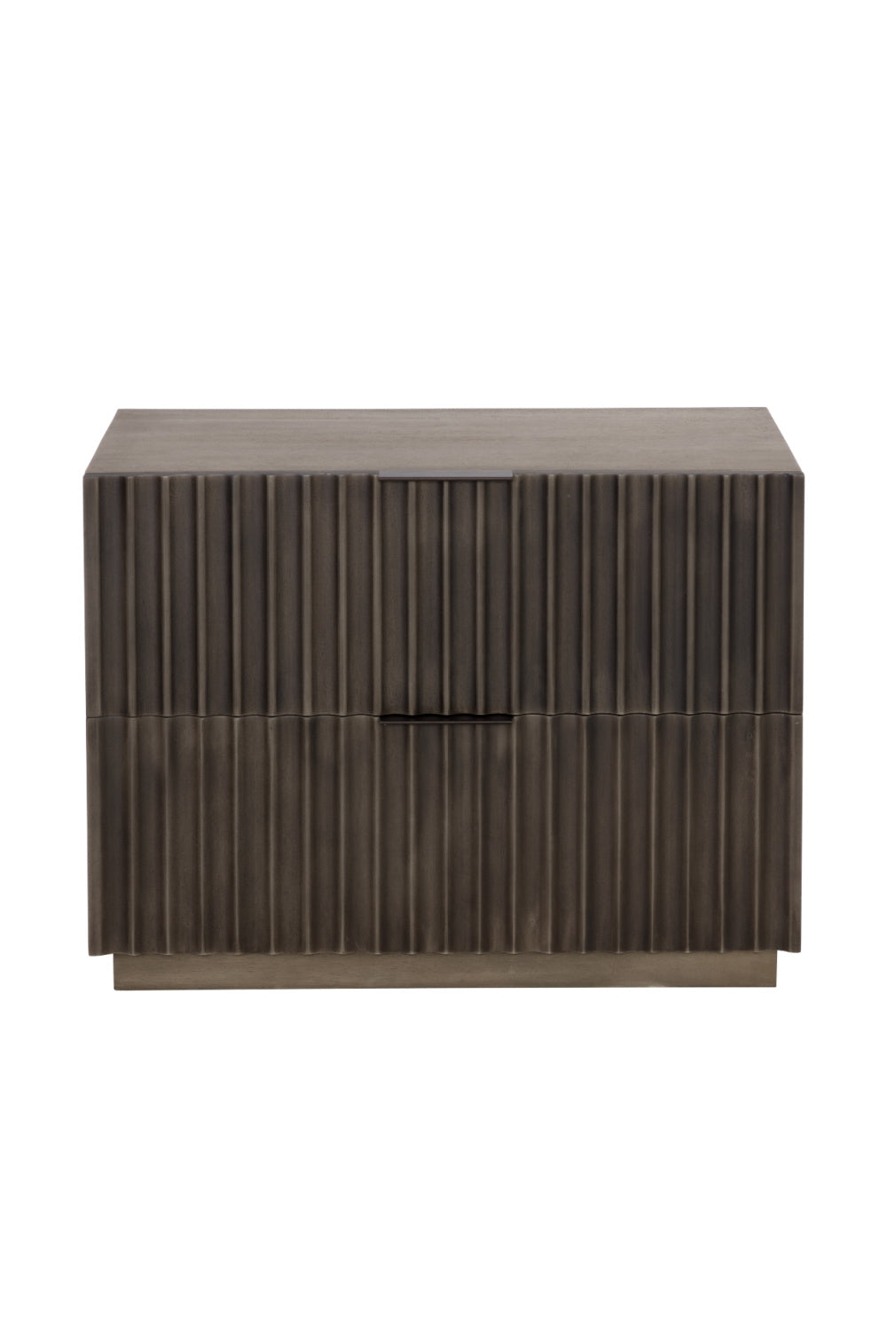 Taupe Fluted Wooden 2-Drawer Nightstand by Splendido Carlin