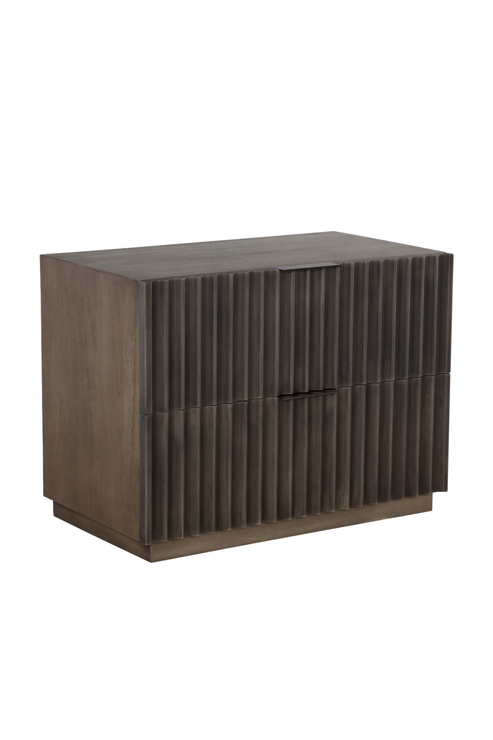 Taupe Fluted Wooden 2-Drawer Nightstand by Splendido Carlin, alternate view 3