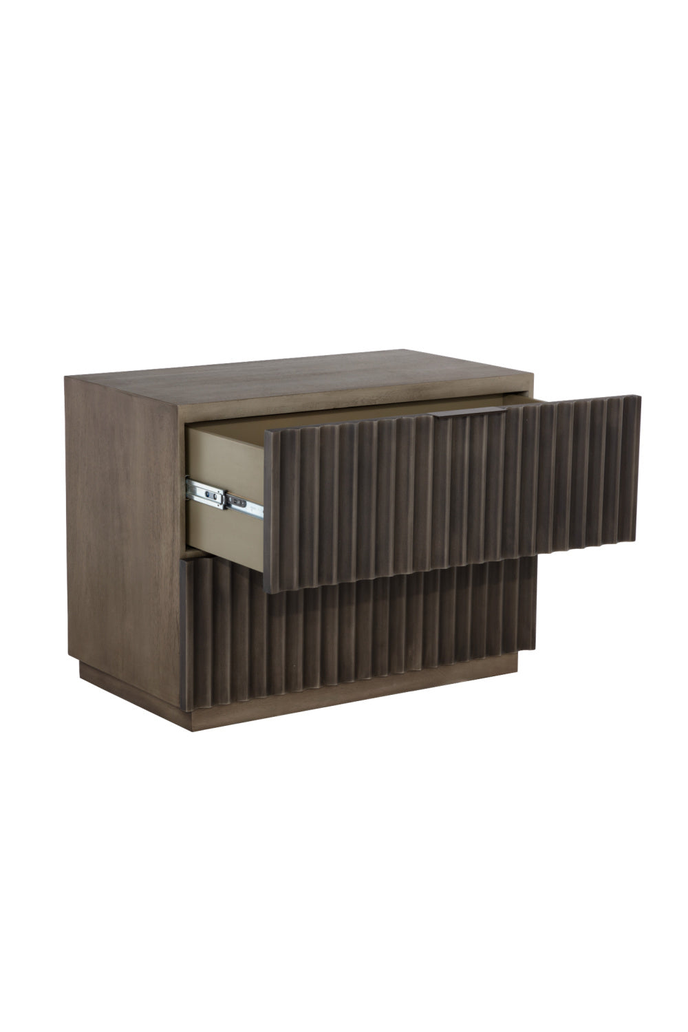 Taupe Fluted Wooden 2-Drawer Nightstand by Splendido Carlin, alternate view 5