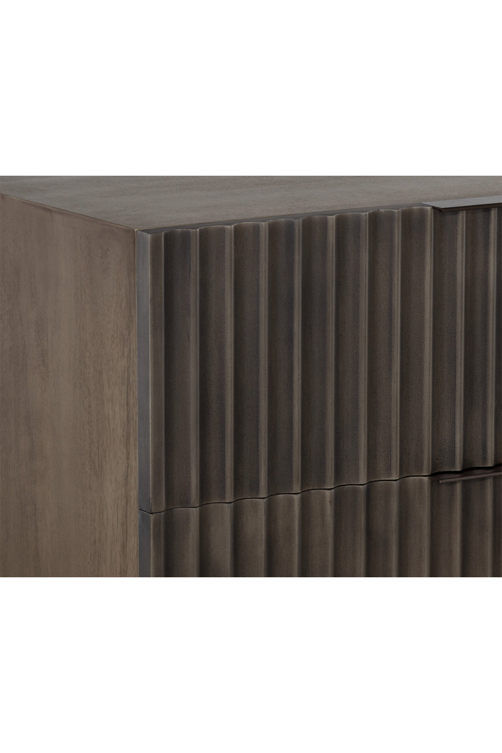 Taupe Fluted Wooden 2-Drawer Nightstand by Splendido Carlin, alternate view 6