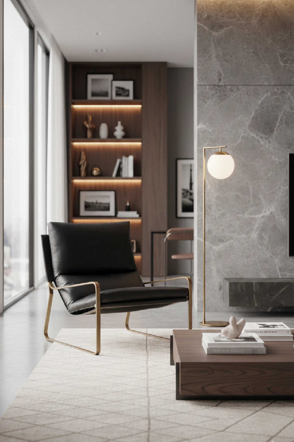 Scooped Leather Lounge Chair by Splendido Zancor Accent Chair, alternate view 18
