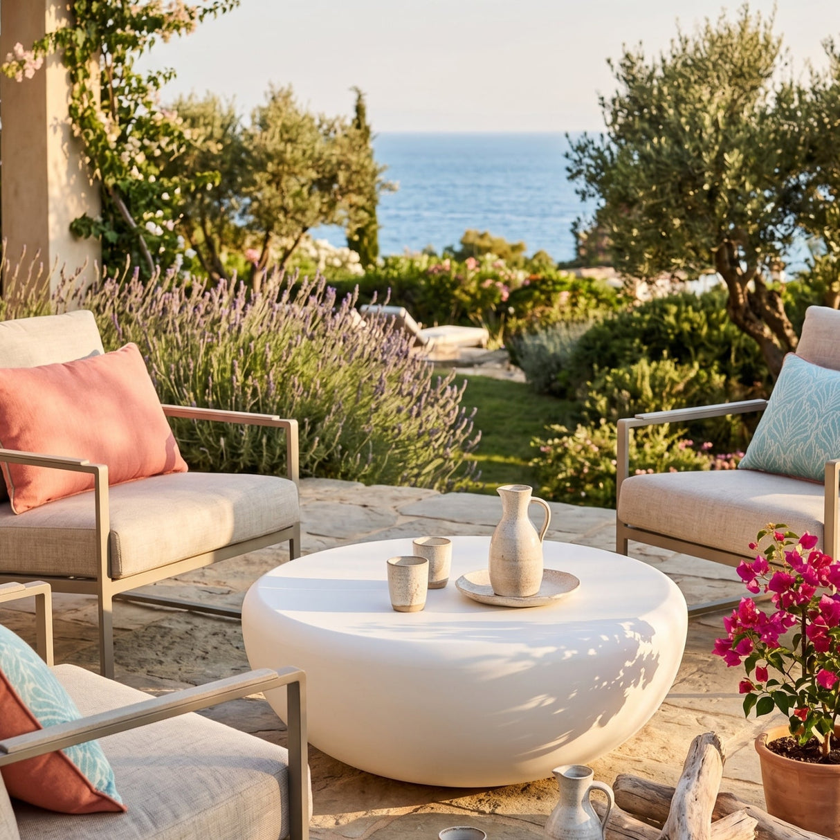 Contemporary Round Indoor/Outdoor Coffee Table by Splendido Lolite, alternate view 2