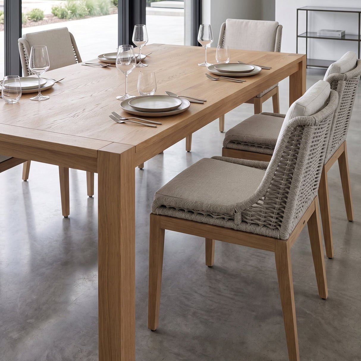 Contemporary Indoor/Outdoor Teak & Woven Dining Chair by Splendido Sorrento Outdoor Dining Chair, alternate view 9