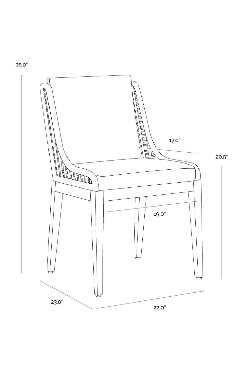 Contemporary Indoor/Outdoor Teak & Woven Dining Chair by Splendido Sorrento Outdoor Dining Chair, alternate view 11