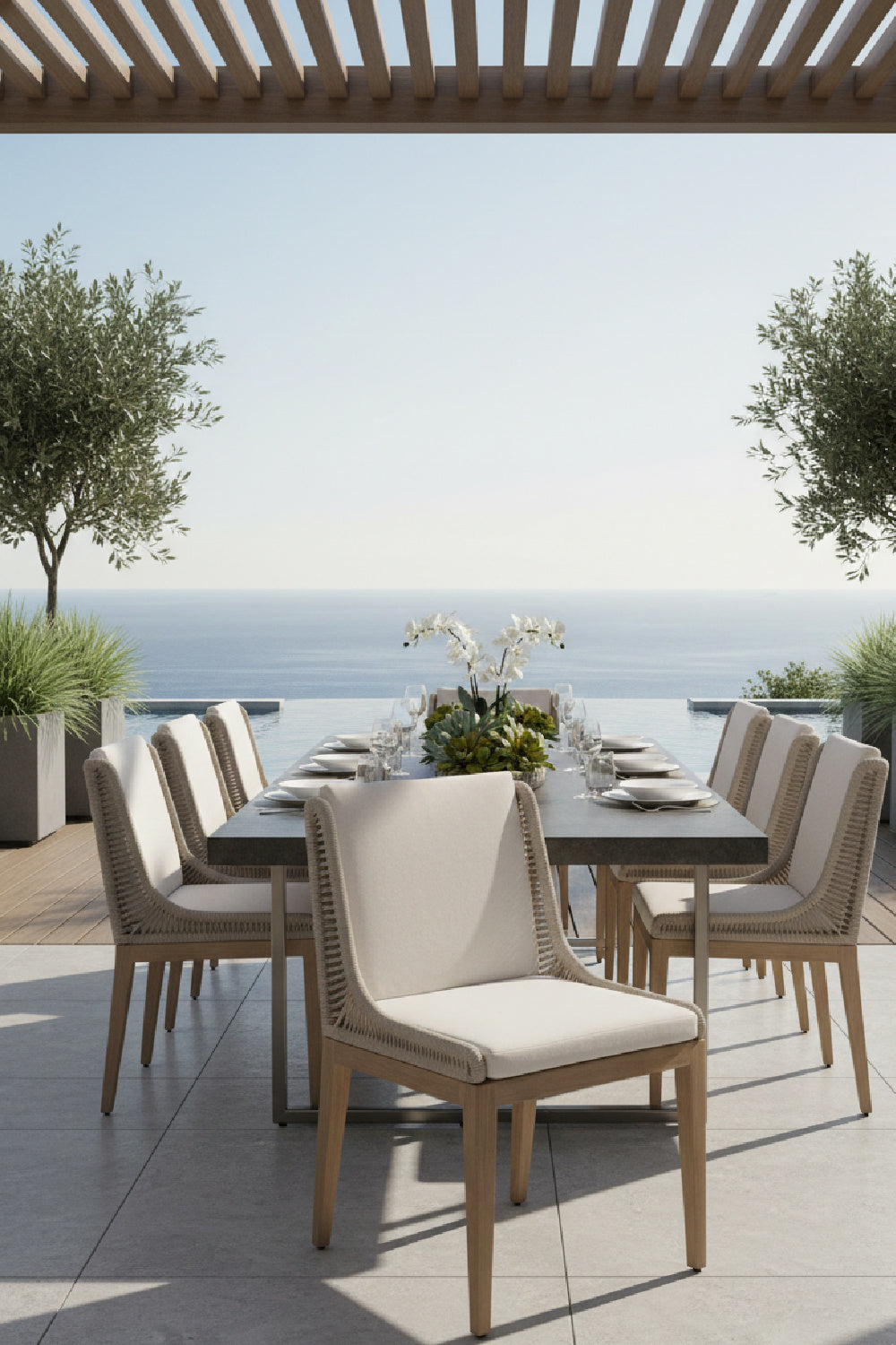 Contemporary Indoor/Outdoor Teak & Woven Dining Chair by Splendido Sorrento Outdoor Dining Chair, alternate view 2