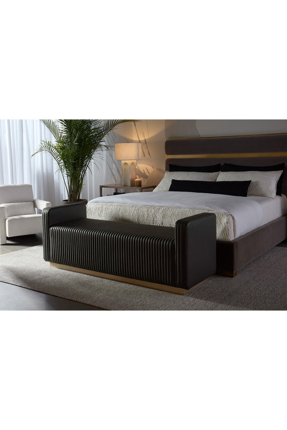 Channel-Tufted Fabric Bench by Splendido Odette, alternate view 14