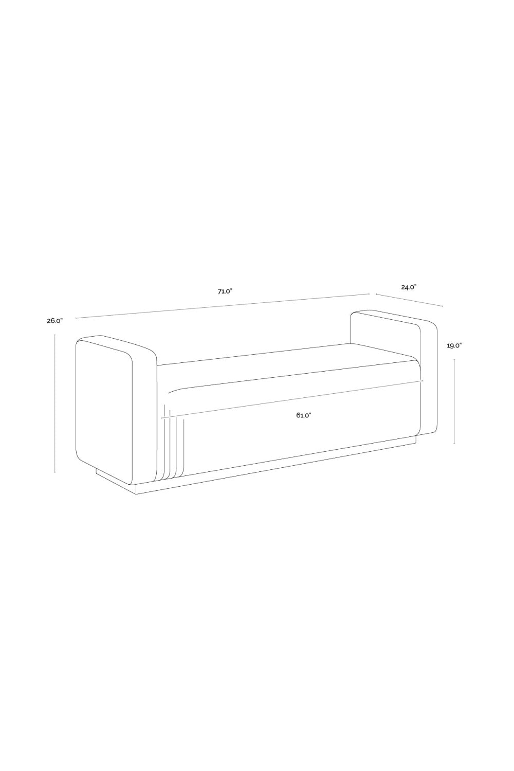 Channel-Tufted Fabric Bench by Splendido Odette, alternate view 19