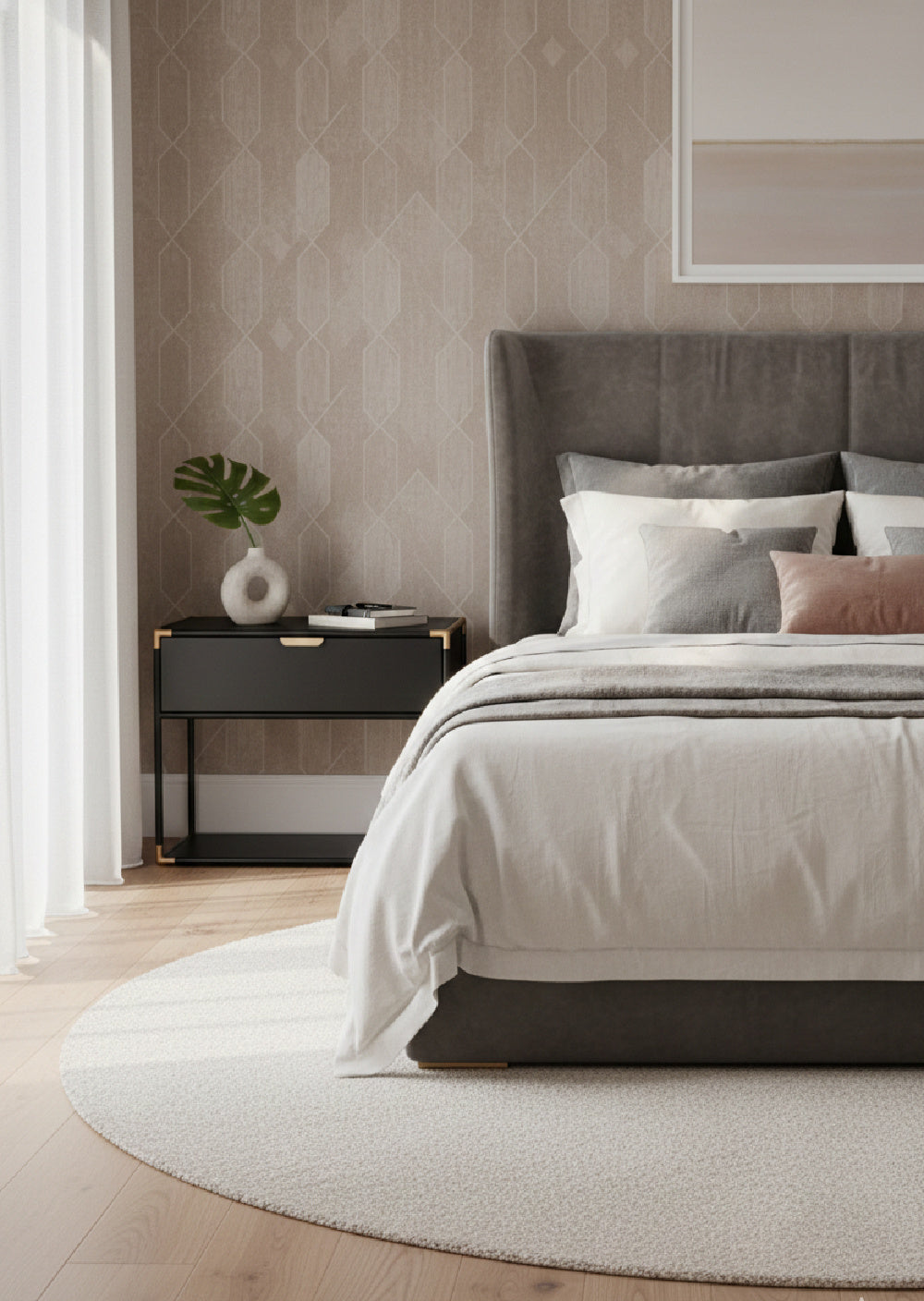 Modern European furniture - Minimalist Black & Brass Nightstand - www.oroa.com