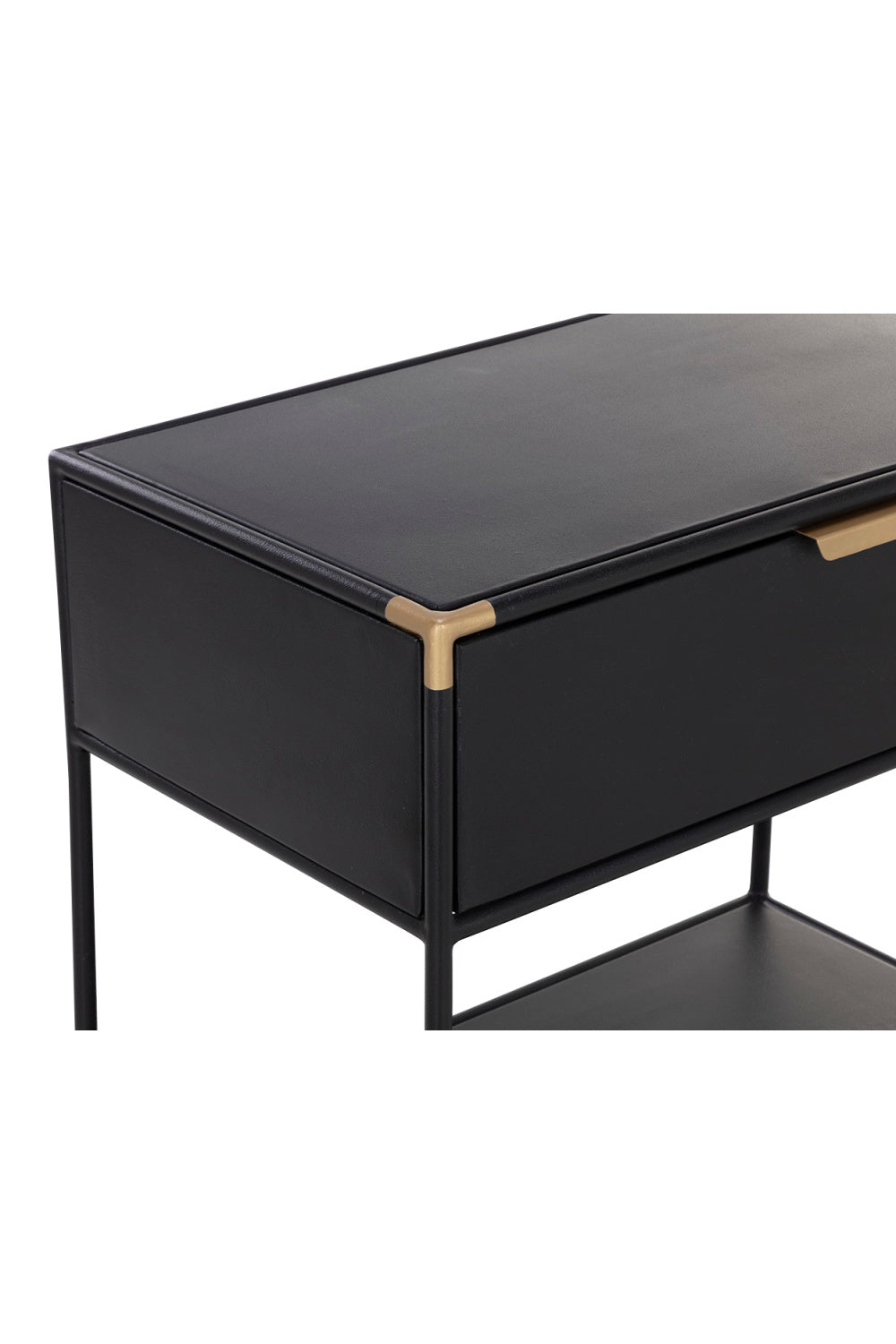 Modern European furniture - Minimalist Black & Brass Nightstand - www.oroa.com