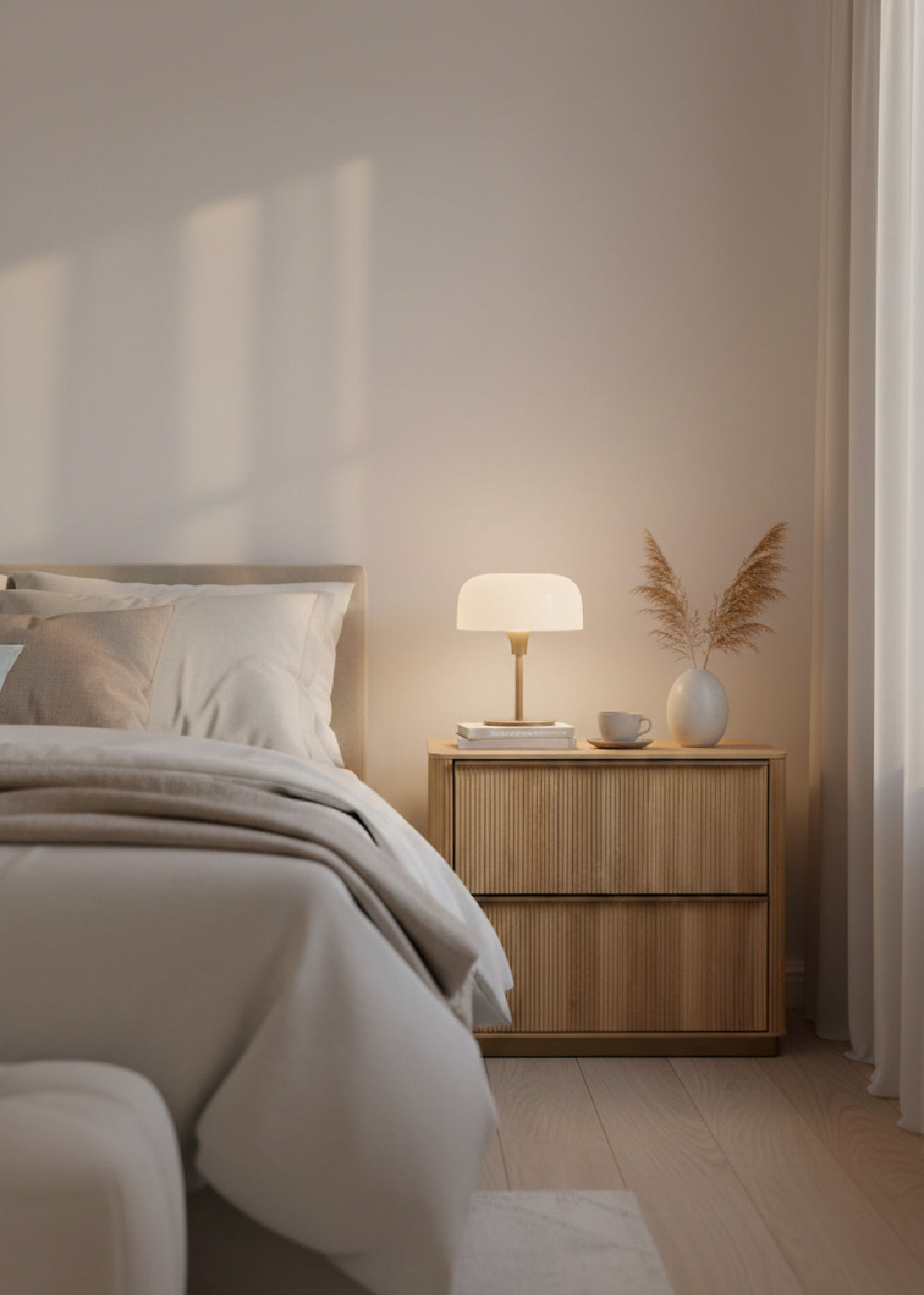 Reeded Oak 2-Drawer Nightstand by Splendido Kalla, alternate view 2