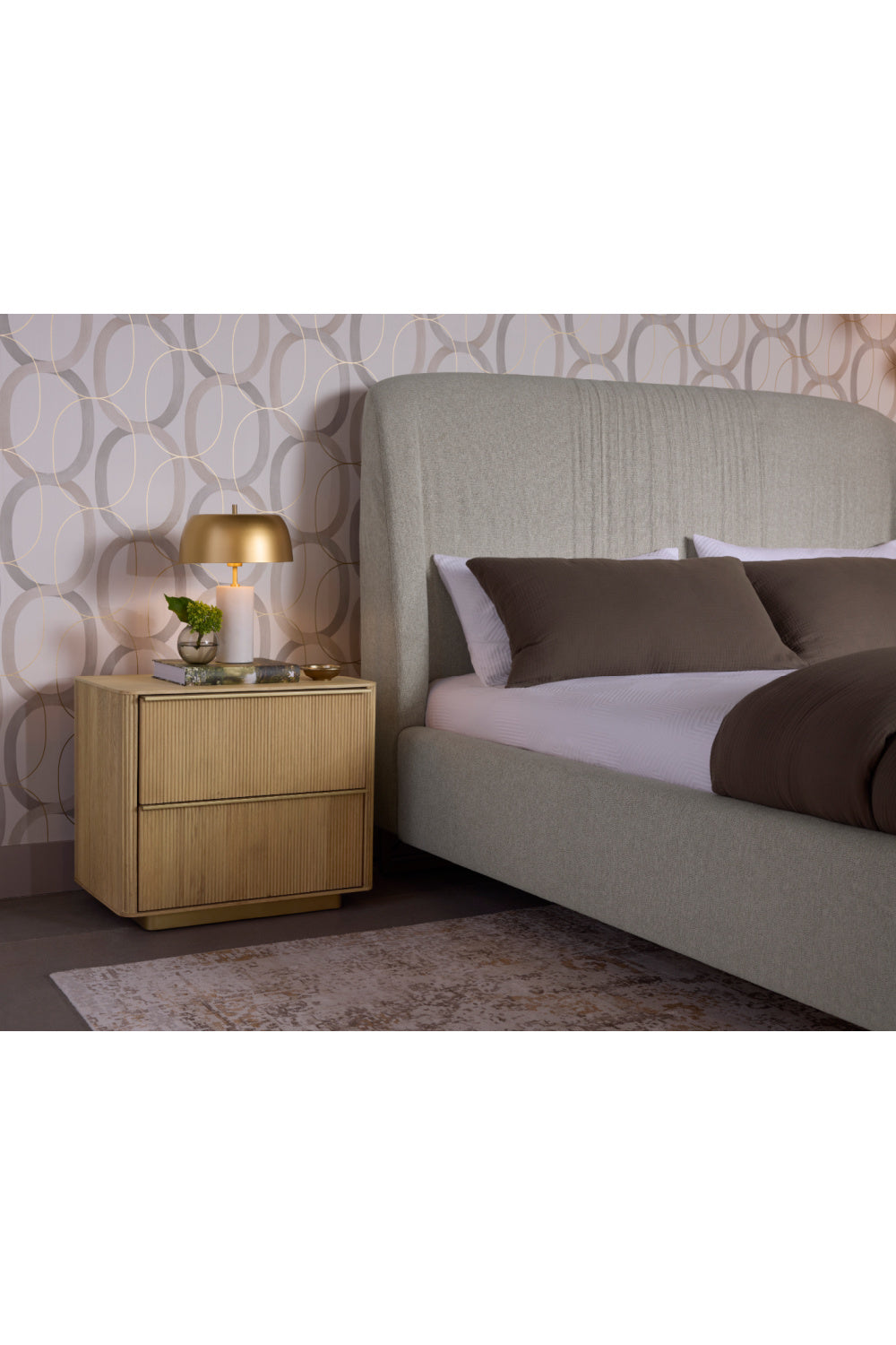 Reeded Oak 2-Drawer Nightstand by Splendido Kalla, alternate view 13