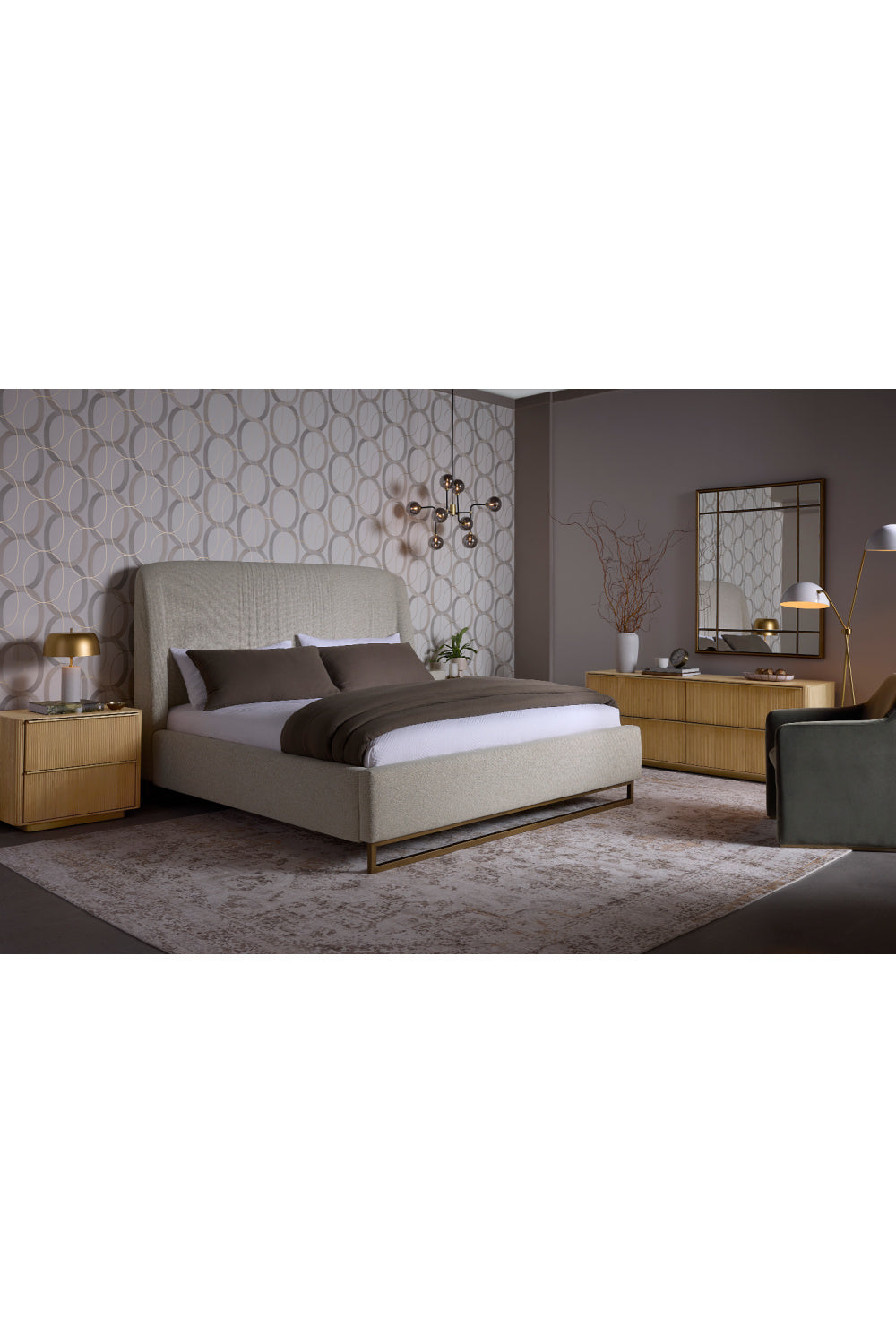 Reeded Oak 2-Drawer Nightstand by Splendido Kalla, alternate view 12