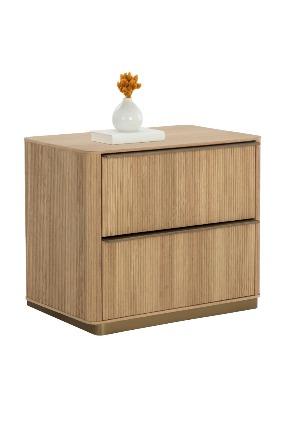 Reeded Oak 2-Drawer Nightstand by Splendido Kalla, alternate view 4
