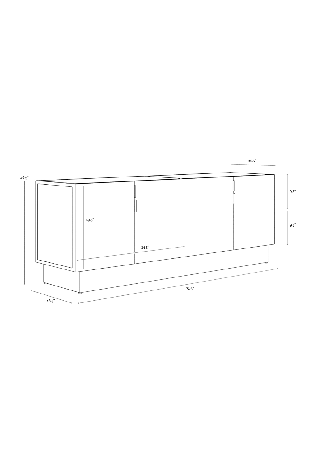 Modern European furniture - Antique Silver 4-Door Sideboard - www.oroa.com