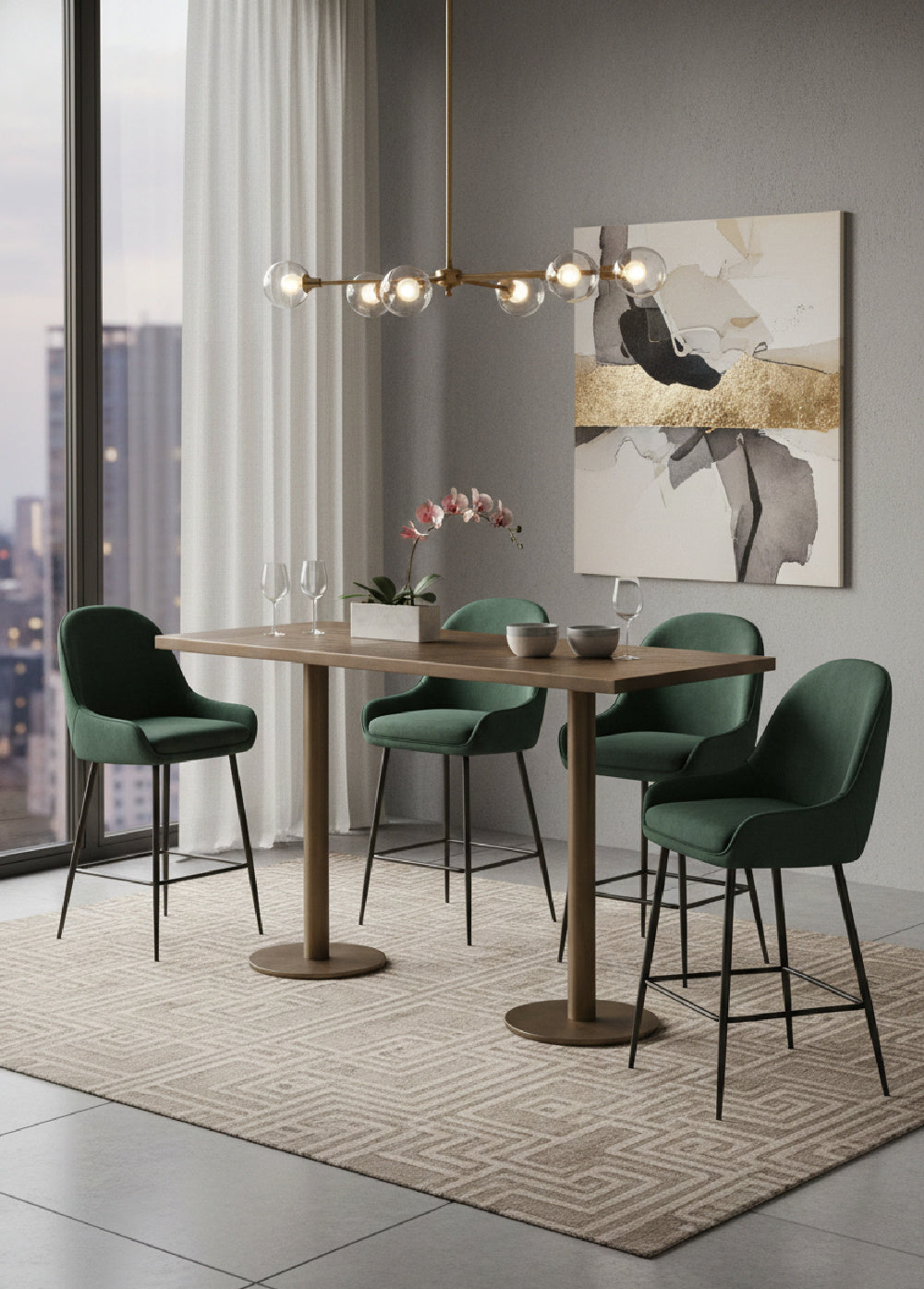 Antique Brass Rectangular Bar Table by Splendido Corina Dining Table, alternate view 2