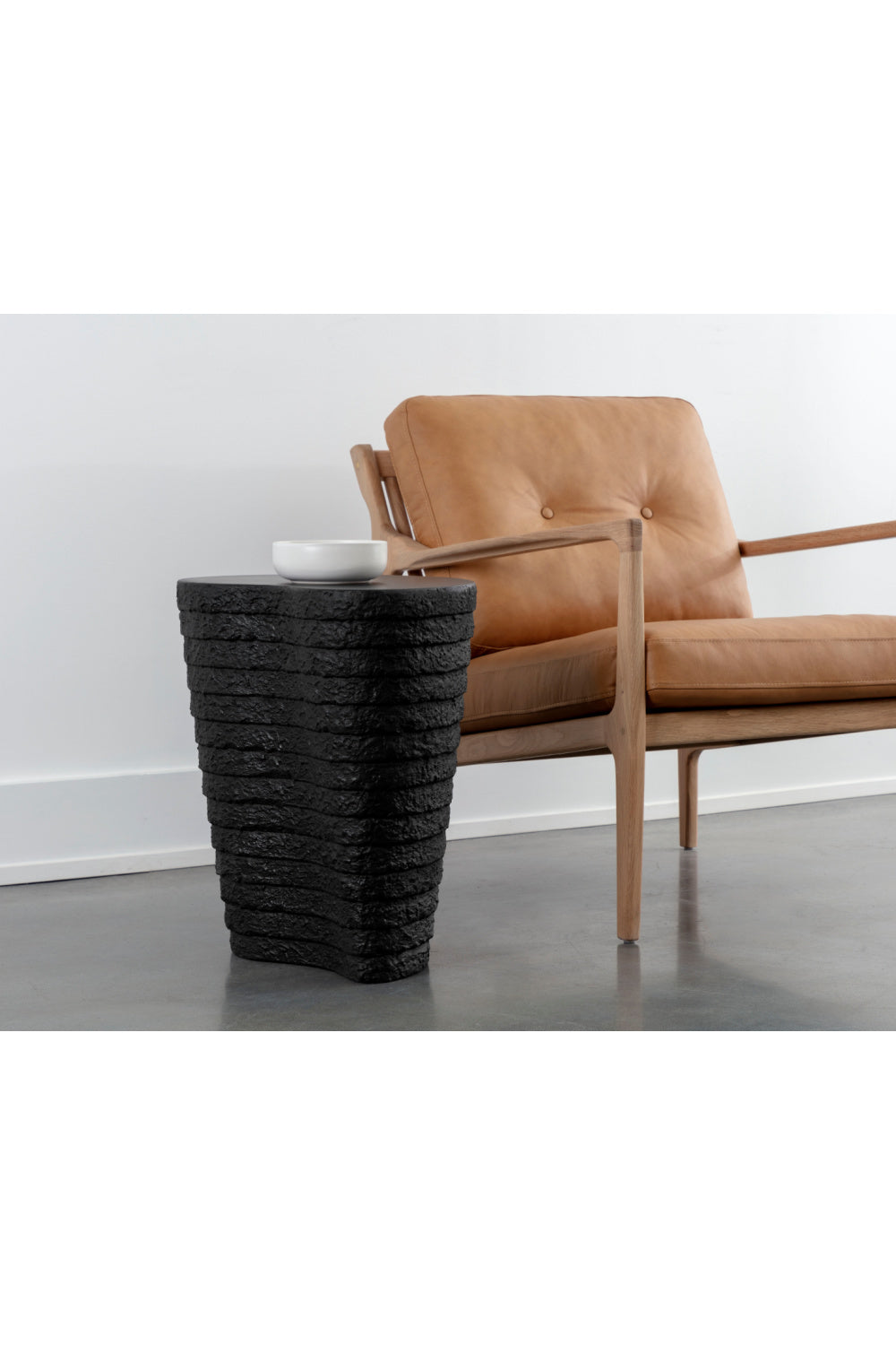 Black Ridged Indoor/Outdoor End Table by Splendido Mojave Side Table, alternate view 7